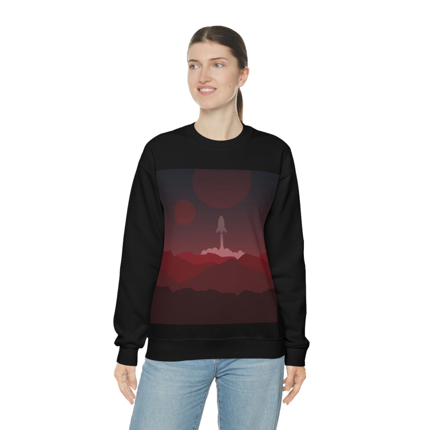 Visit Red Planet Aesthetic Welcome to Mars Sci fi Space Minimal Art Aliens Unisex Heavy Blend™ Crewneck Sweatshirt Ichaku [Perfect Gifts Selection]