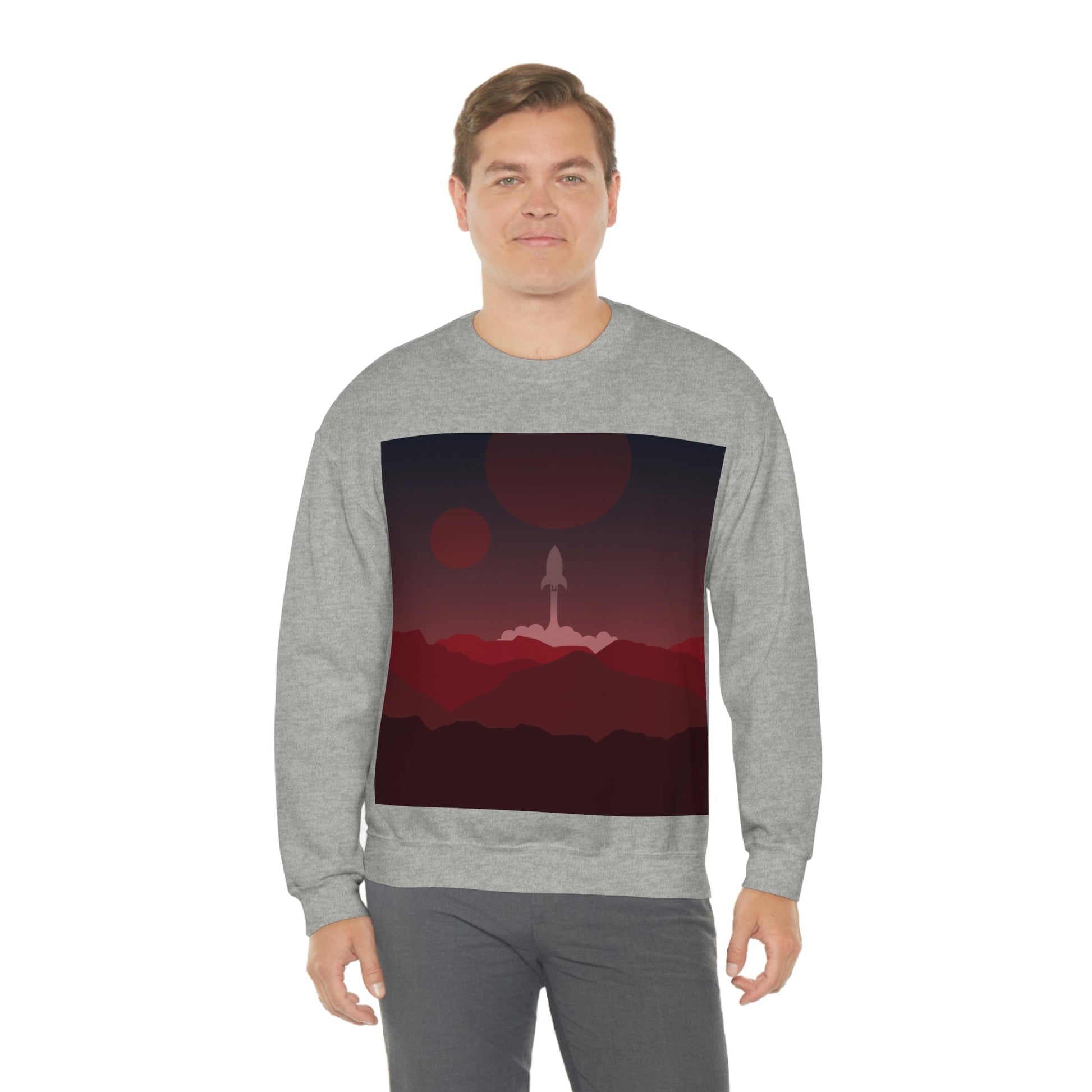 Visit Red Planet Aesthetic Welcome to Mars Sci fi Space Minimal Art Aliens Unisex Heavy Blend™ Crewneck Sweatshirt Ichaku [Perfect Gifts Selection]