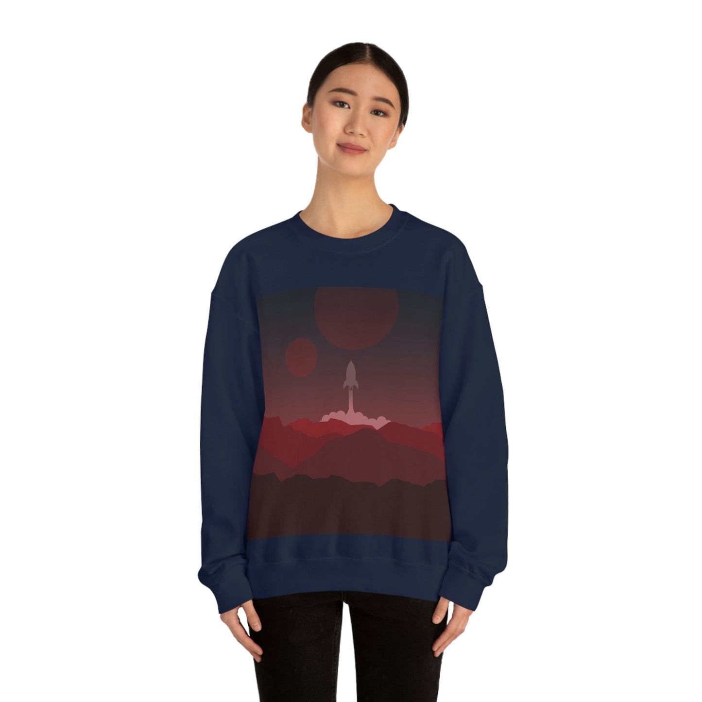 Visit Red Planet Aesthetic Welcome to Mars Sci fi Space Minimal Art Aliens Unisex Heavy Blend™ Crewneck Sweatshirt Ichaku [Perfect Gifts Selection]