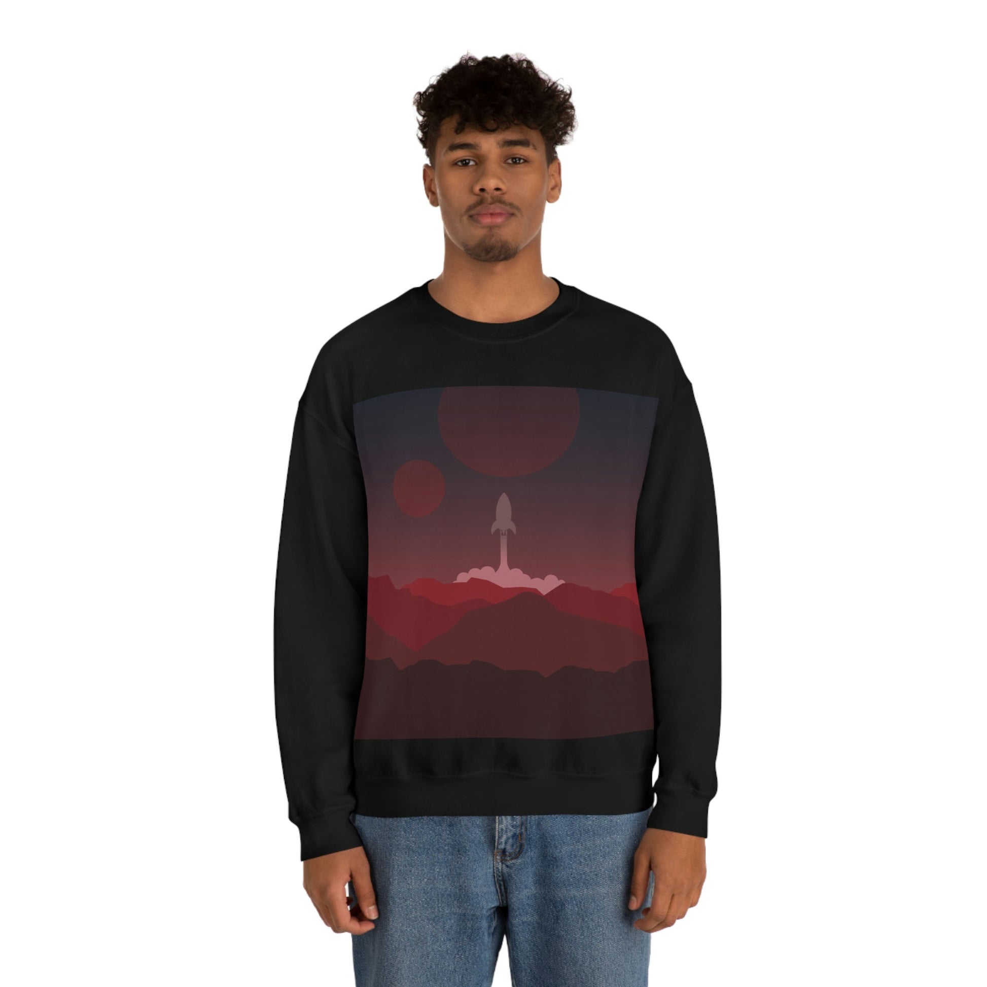 Visit Red Planet Aesthetic Welcome to Mars Sci fi Space Minimal Art Aliens Unisex Heavy Blend™ Crewneck Sweatshirt Ichaku [Perfect Gifts Selection]