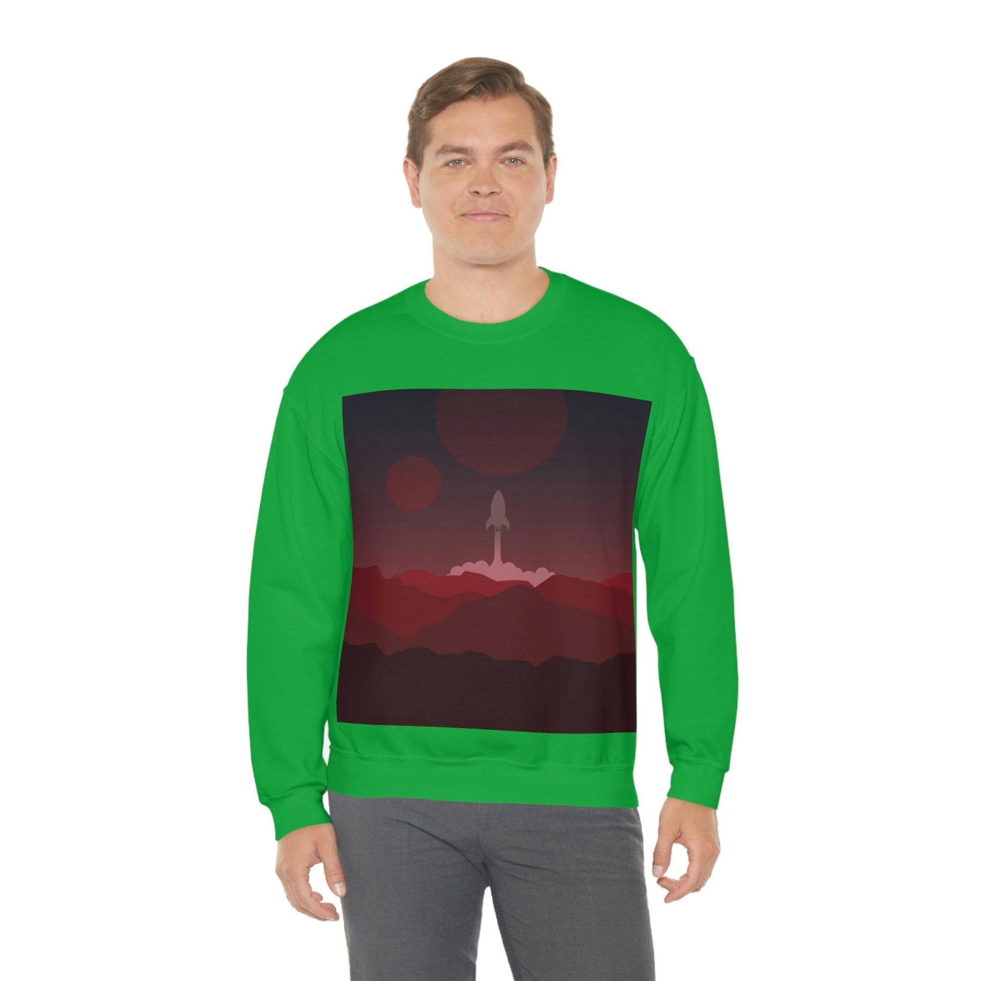 Visit Red Planet Aesthetic Welcome to Mars Sci fi Space Minimal Art Aliens Unisex Heavy Blend™ Crewneck Sweatshirt Ichaku [Perfect Gifts Selection]