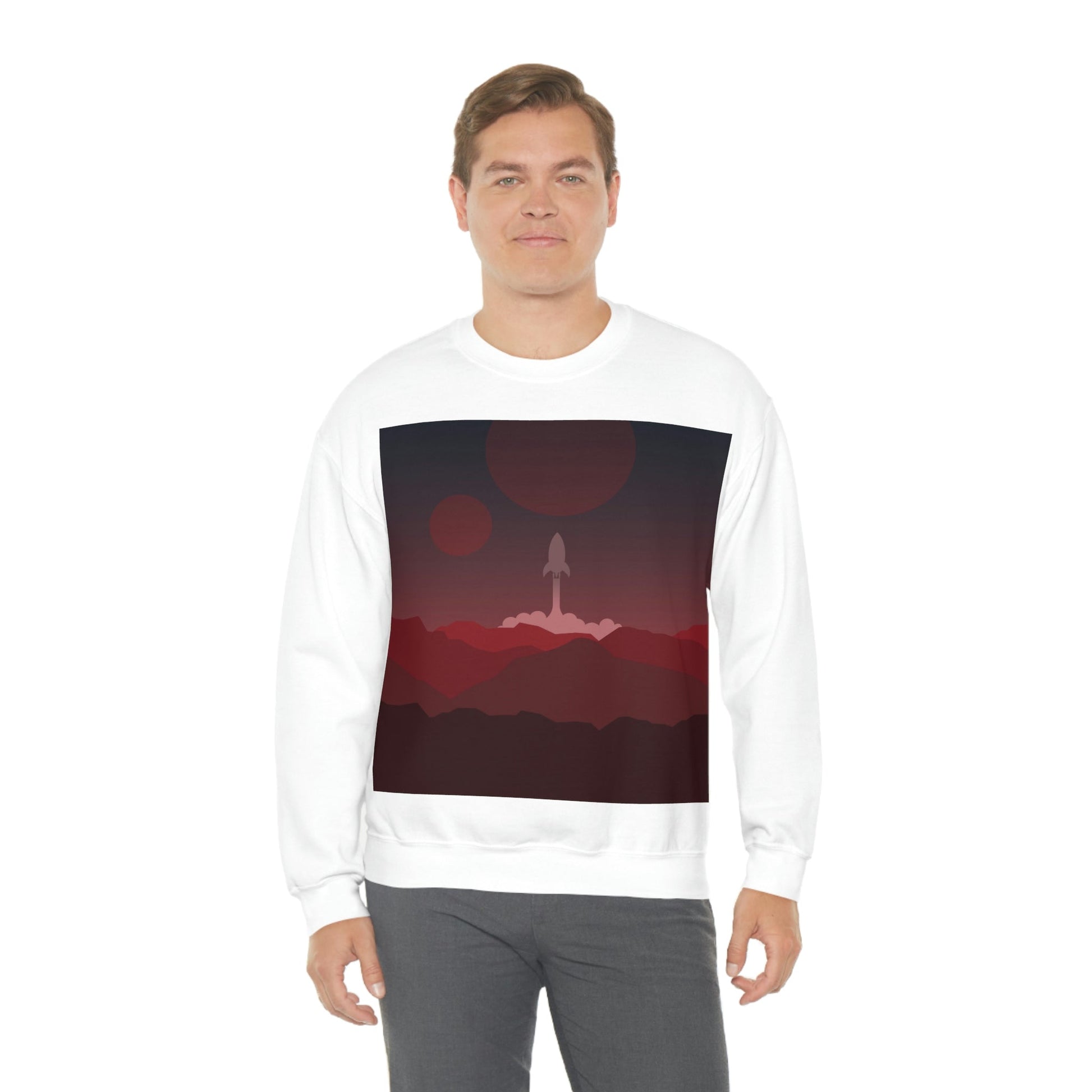 Visit Red Planet Aesthetic Welcome to Mars Sci fi Space Minimal Art Aliens Unisex Heavy Blend™ Crewneck Sweatshirt Ichaku [Perfect Gifts Selection]