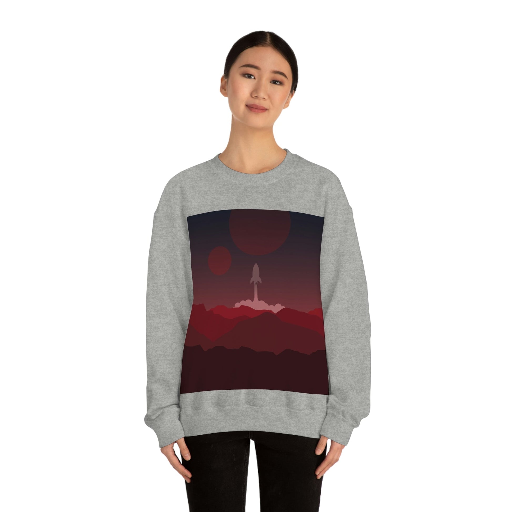 Visit Red Planet Aesthetic Welcome to Mars Sci fi Space Minimal Art Aliens Unisex Heavy Blend™ Crewneck Sweatshirt Ichaku [Perfect Gifts Selection]