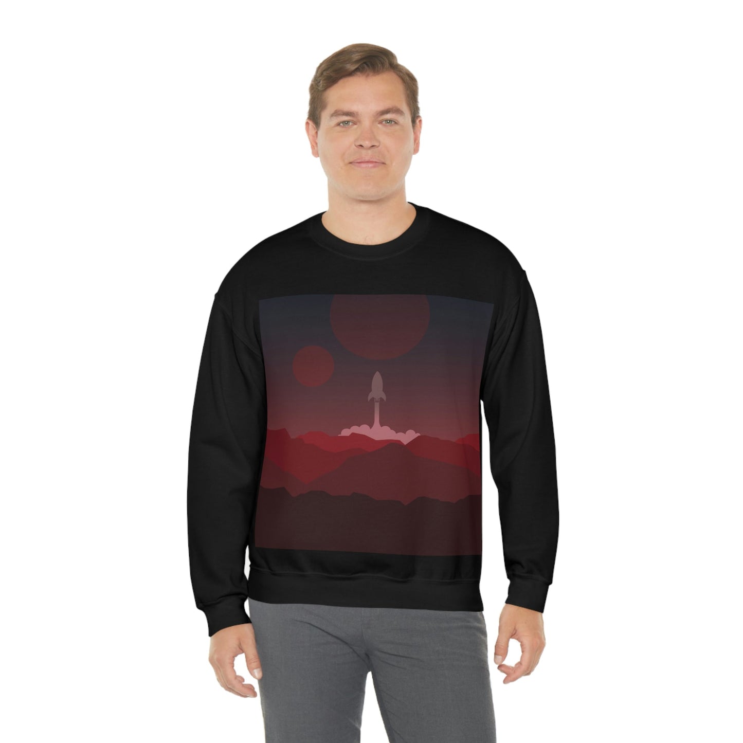 Visit Red Planet Aesthetic Welcome to Mars Sci fi Space Minimal Art Aliens Unisex Heavy Blend™ Crewneck Sweatshirt Ichaku [Perfect Gifts Selection]