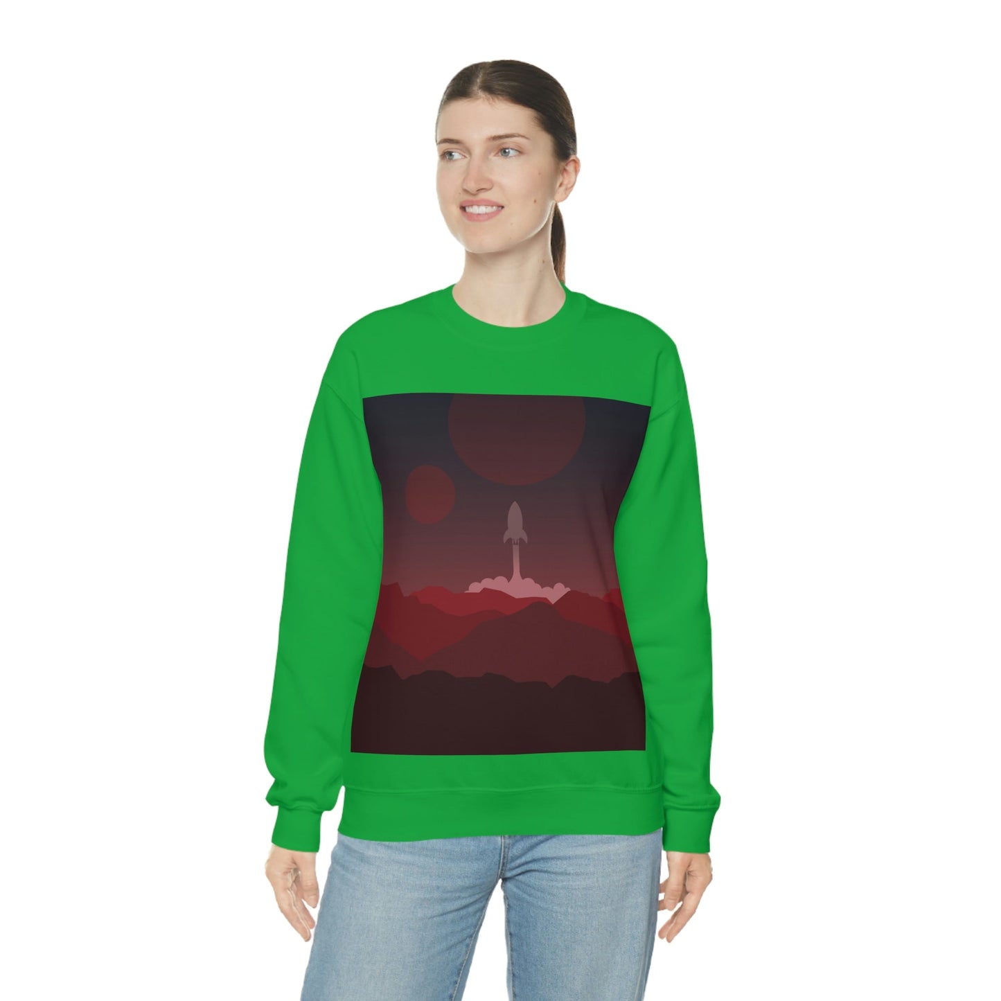 Visit Red Planet Aesthetic Welcome to Mars Sci fi Space Minimal Art Aliens Unisex Heavy Blend™ Crewneck Sweatshirt Ichaku [Perfect Gifts Selection]