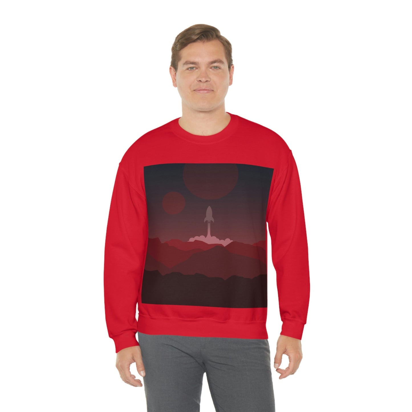 Visit Red Planet Aesthetic Welcome to Mars Sci fi Space Minimal Art Aliens Unisex Heavy Blend™ Crewneck Sweatshirt Ichaku [Perfect Gifts Selection]