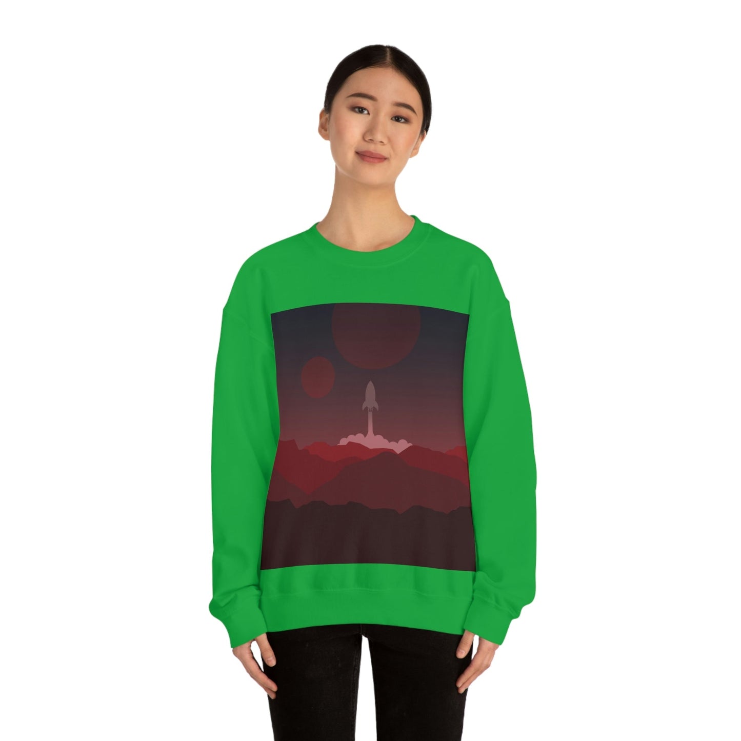 Visit Red Planet Aesthetic Welcome to Mars Sci fi Space Minimal Art Aliens Unisex Heavy Blend™ Crewneck Sweatshirt Ichaku [Perfect Gifts Selection]