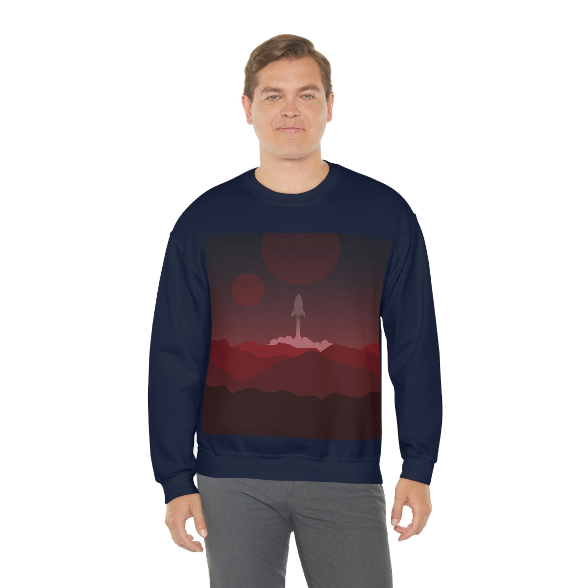 Visit Red Planet Aesthetic Welcome to Mars Sci fi Space Minimal Art Aliens Unisex Heavy Blend™ Crewneck Sweatshirt Ichaku [Perfect Gifts Selection]