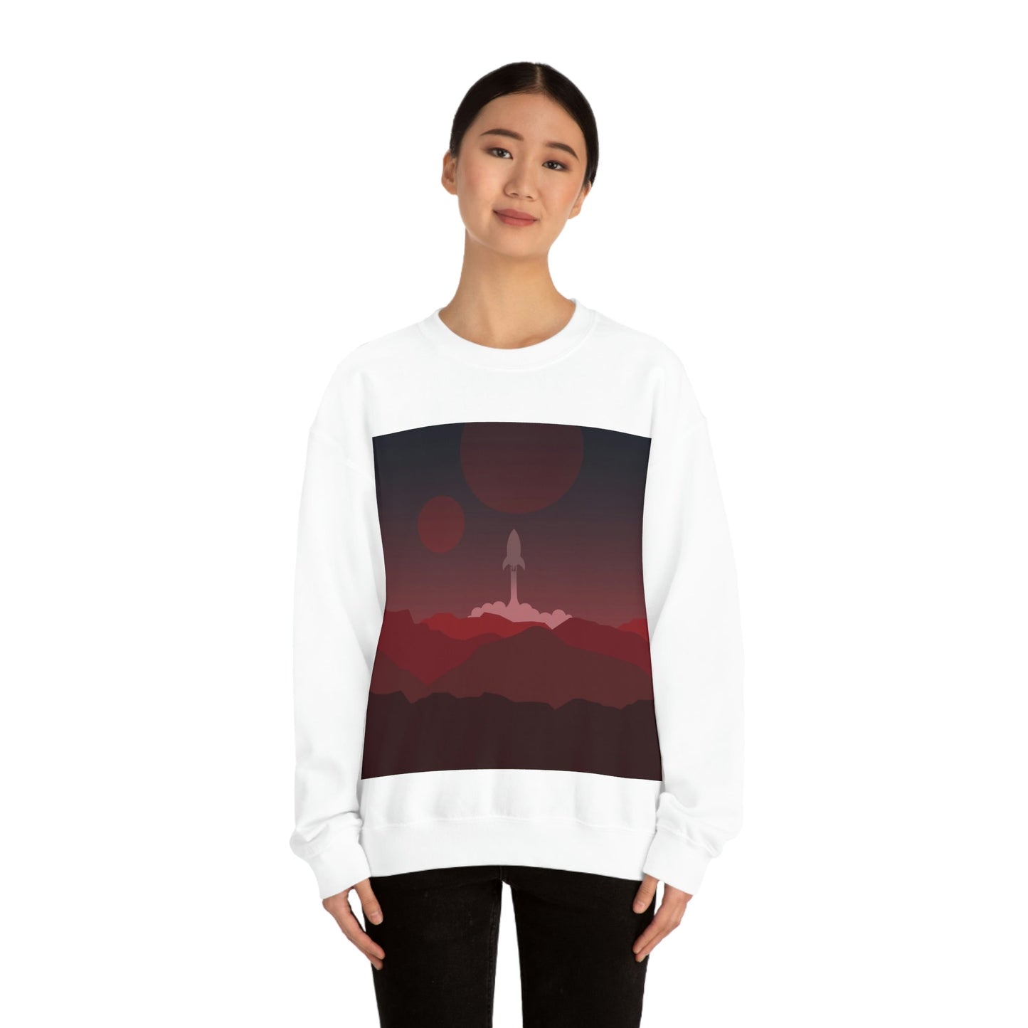 Visit Red Planet Aesthetic Welcome to Mars Sci fi Space Minimal Art Aliens Unisex Heavy Blend™ Crewneck Sweatshirt Ichaku [Perfect Gifts Selection]