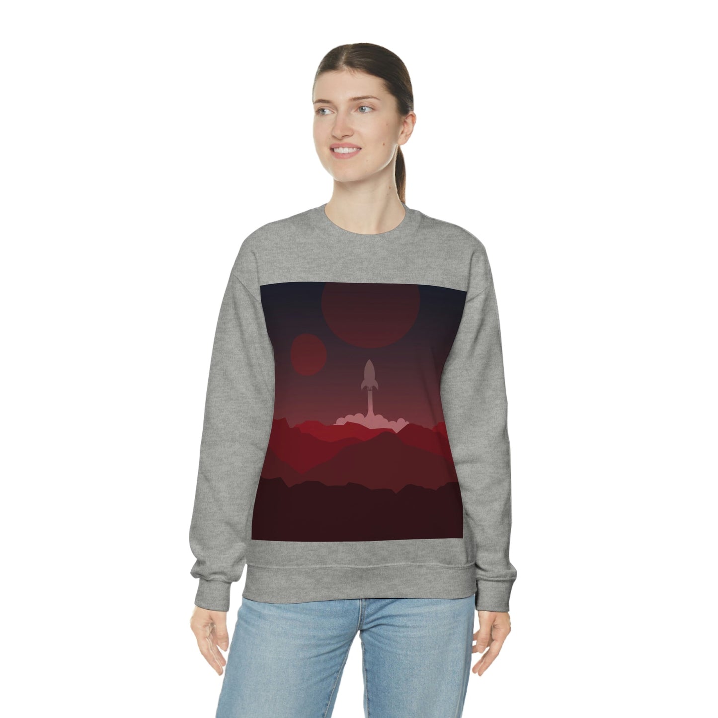 Visit Red Planet Aesthetic Welcome to Mars Sci fi Space Minimal Art Aliens Unisex Heavy Blend™ Crewneck Sweatshirt Ichaku [Perfect Gifts Selection]