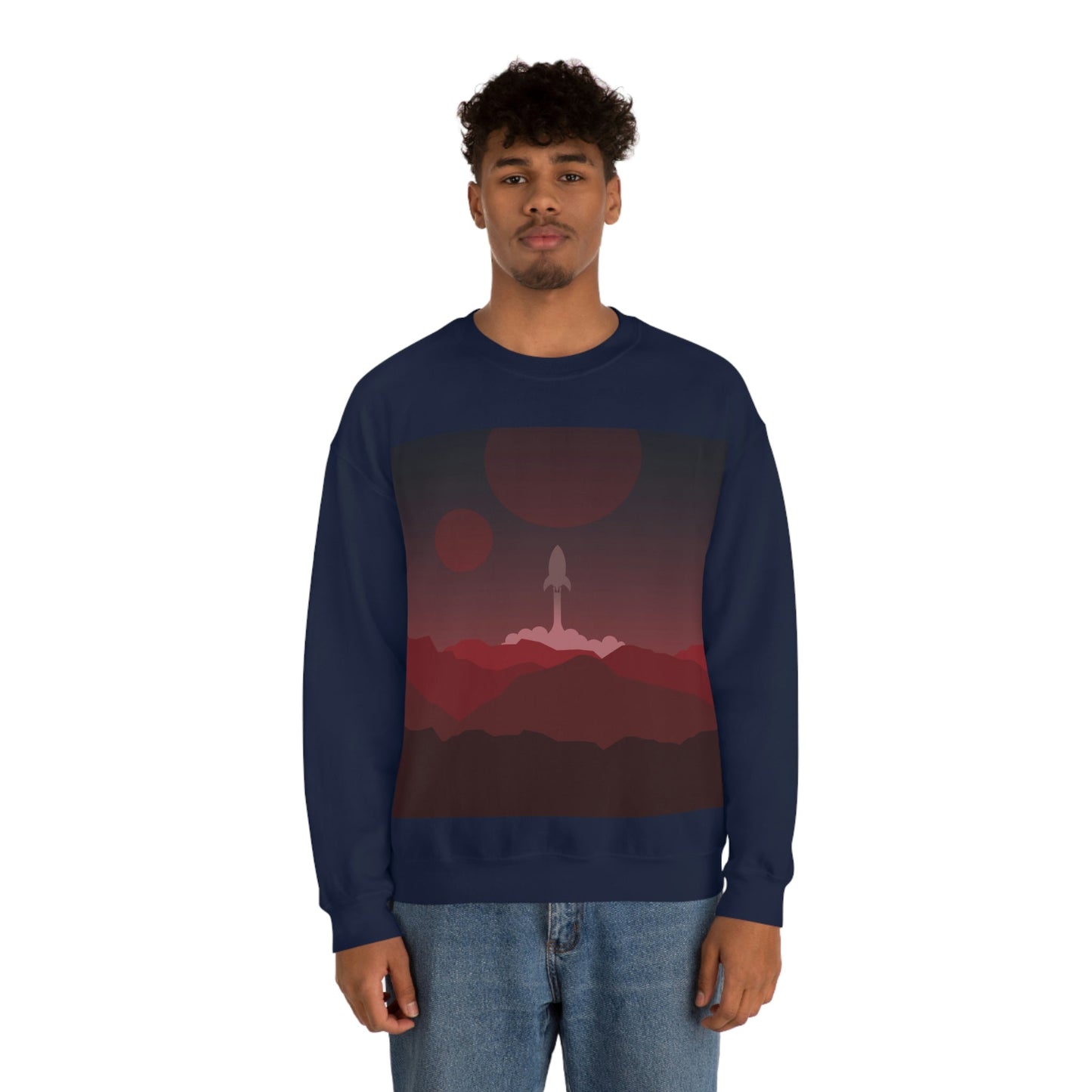 Visit Red Planet Aesthetic Welcome to Mars Sci fi Space Minimal Art Aliens Unisex Heavy Blend™ Crewneck Sweatshirt Ichaku [Perfect Gifts Selection]