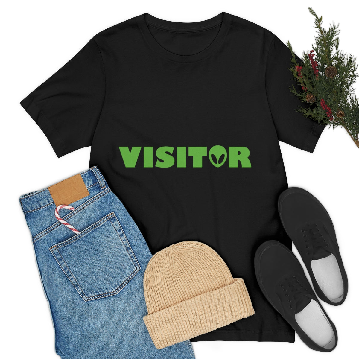 Visitor Aliens Arrival UFO TV Series Green People Unisex Jersey Short Sleeve T-Shirt Ichaku [Perfect Gifts Selection]