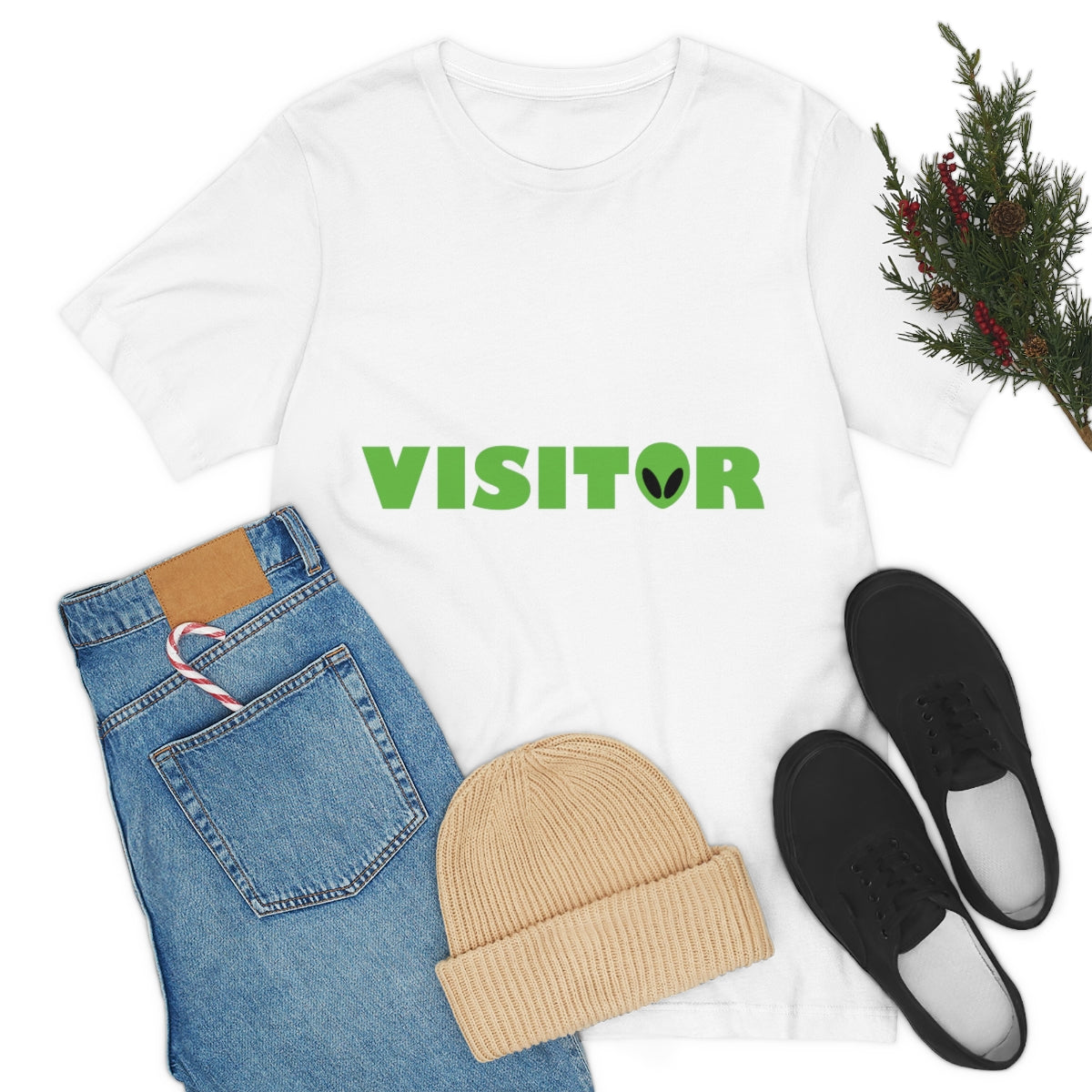 Visitor Aliens Arrival UFO TV Series Green People Unisex Jersey Short Sleeve T-Shirt Ichaku [Perfect Gifts Selection]