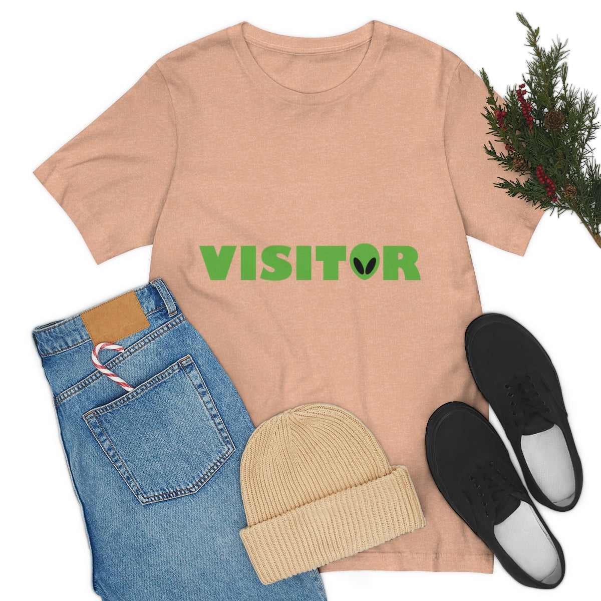 Visitor Aliens Arrival UFO TV Series Green People Unisex Jersey Short Sleeve T-Shirt Ichaku [Perfect Gifts Selection]