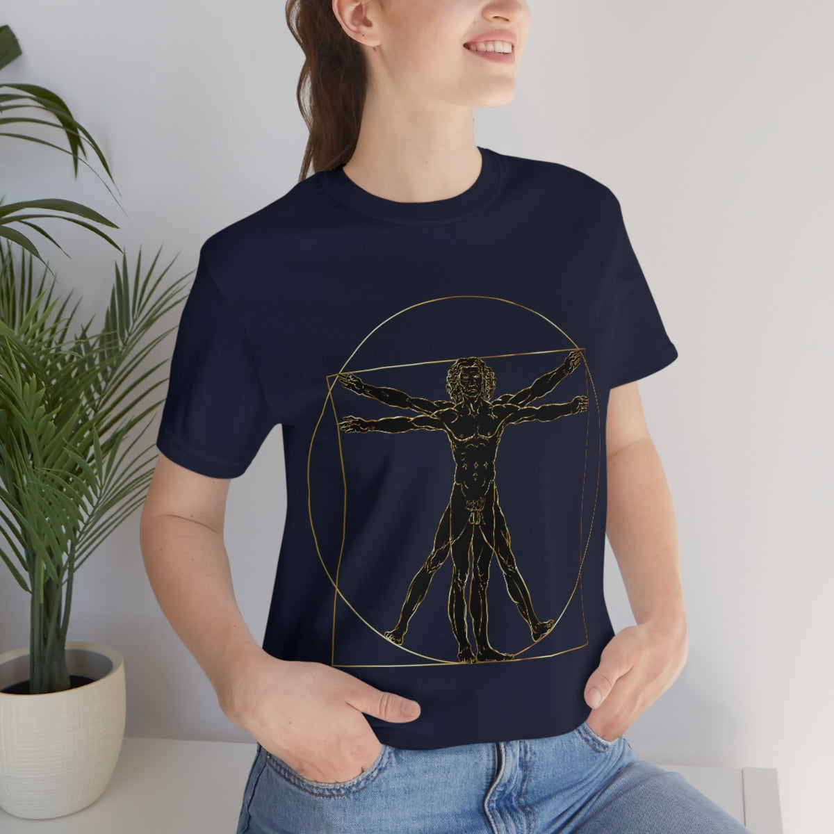 Vitruvian Man by Leonardo Da Vinci Science Lover Unisex Jersey Short Sleeve T-Shirt Ichaku [Perfect Gifts Selection]