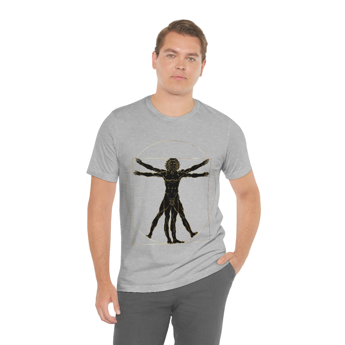 Vitruvian Man by Leonardo Da Vinci Science Lover Unisex Jersey Short Sleeve T-Shirt Ichaku [Perfect Gifts Selection]