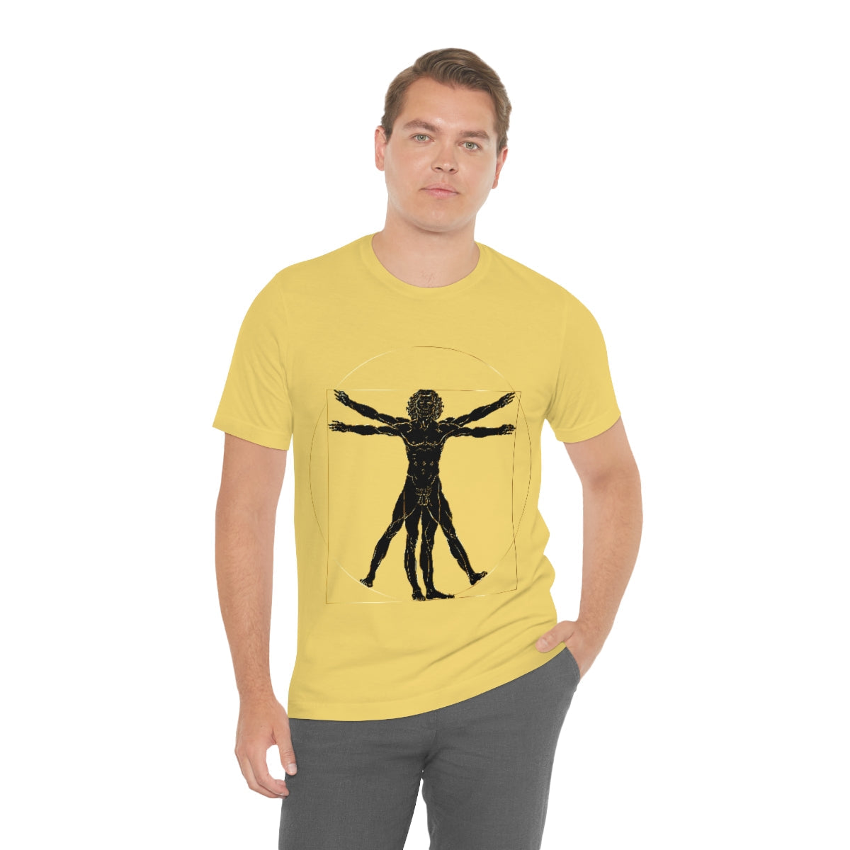 Vitruvian Man by Leonardo Da Vinci Science Lover Unisex Jersey Short Sleeve T-Shirt Ichaku [Perfect Gifts Selection]