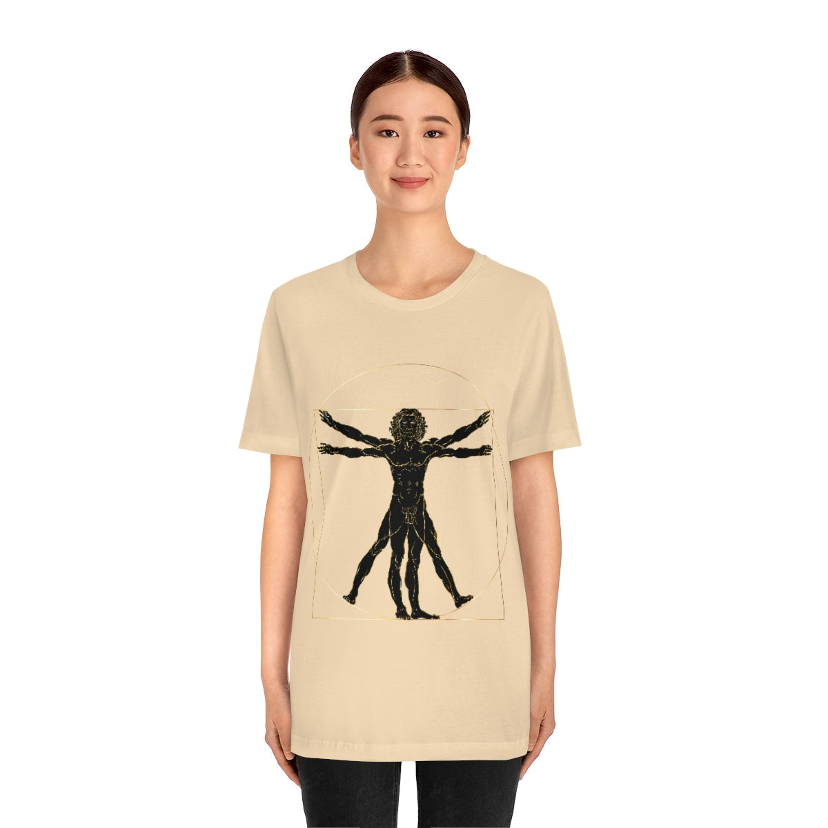 Vitruvian Man by Leonardo Da Vinci Science Lover Unisex Jersey Short Sleeve T-Shirt Ichaku [Perfect Gifts Selection]