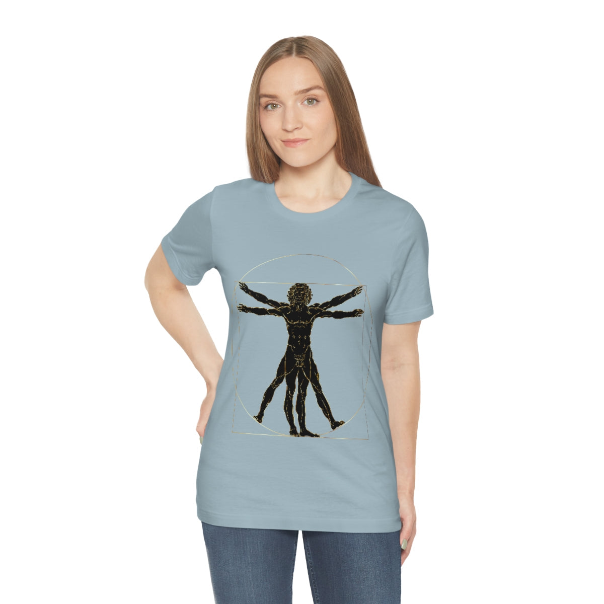 Vitruvian Man by Leonardo Da Vinci Science Lover Unisex Jersey Short Sleeve T-Shirt Ichaku [Perfect Gifts Selection]