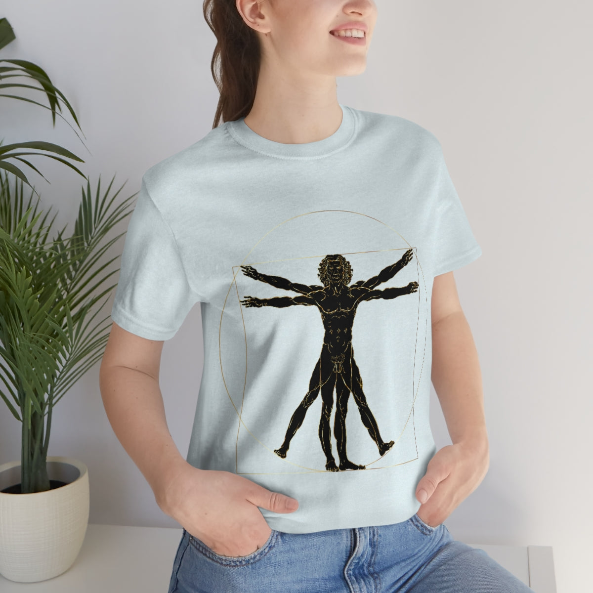 Vitruvian Man by Leonardo Da Vinci Science Lover Unisex Jersey Short Sleeve T-Shirt Ichaku [Perfect Gifts Selection]