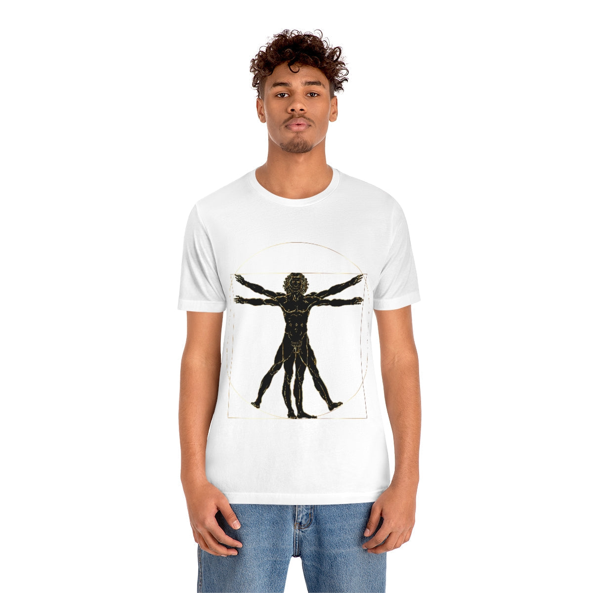 Vitruvian Man by Leonardo Da Vinci Science Lover Unisex Jersey Short Sleeve T-Shirt Ichaku [Perfect Gifts Selection]