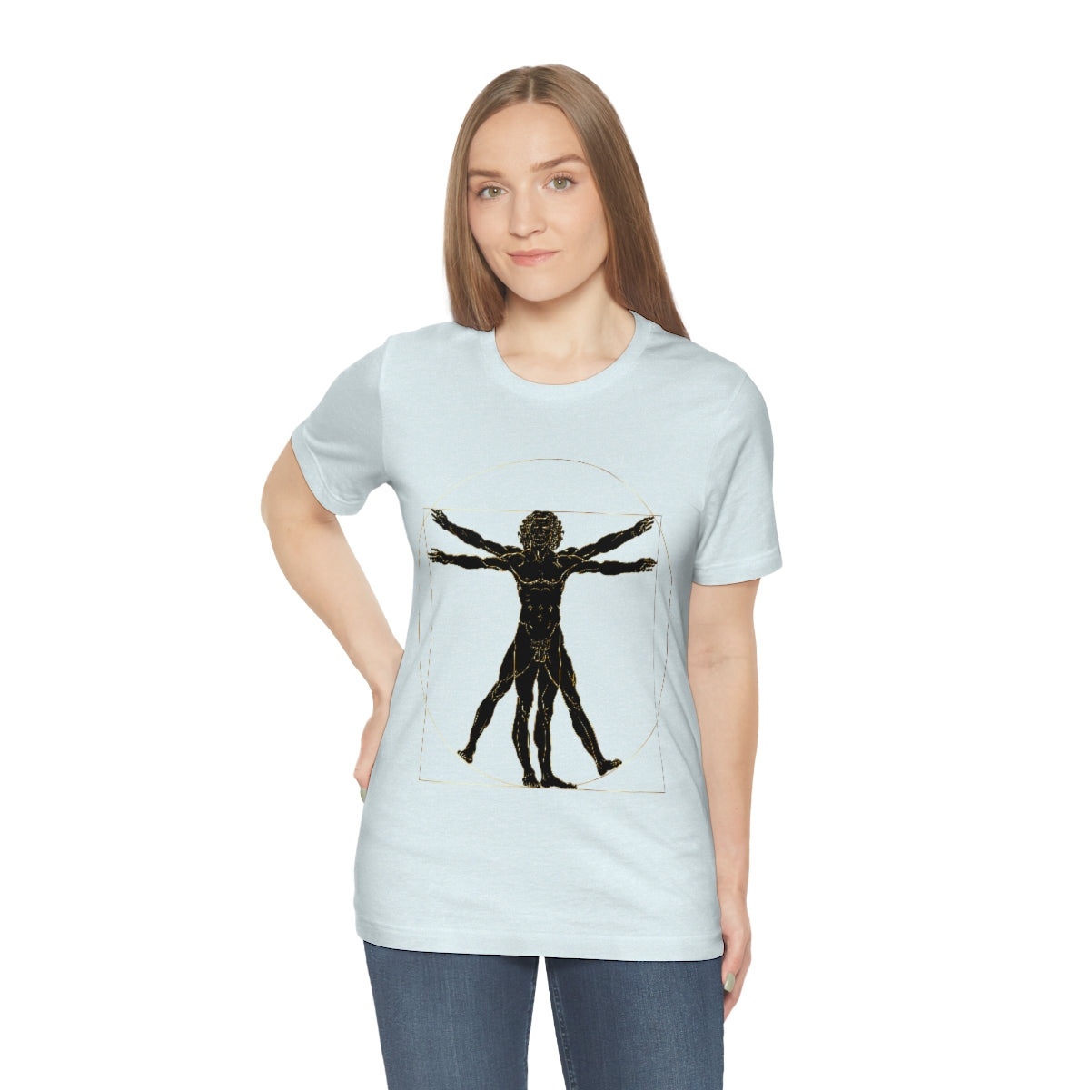 Vitruvian Man by Leonardo Da Vinci Science Lover Unisex Jersey Short Sleeve T-Shirt Ichaku [Perfect Gifts Selection]