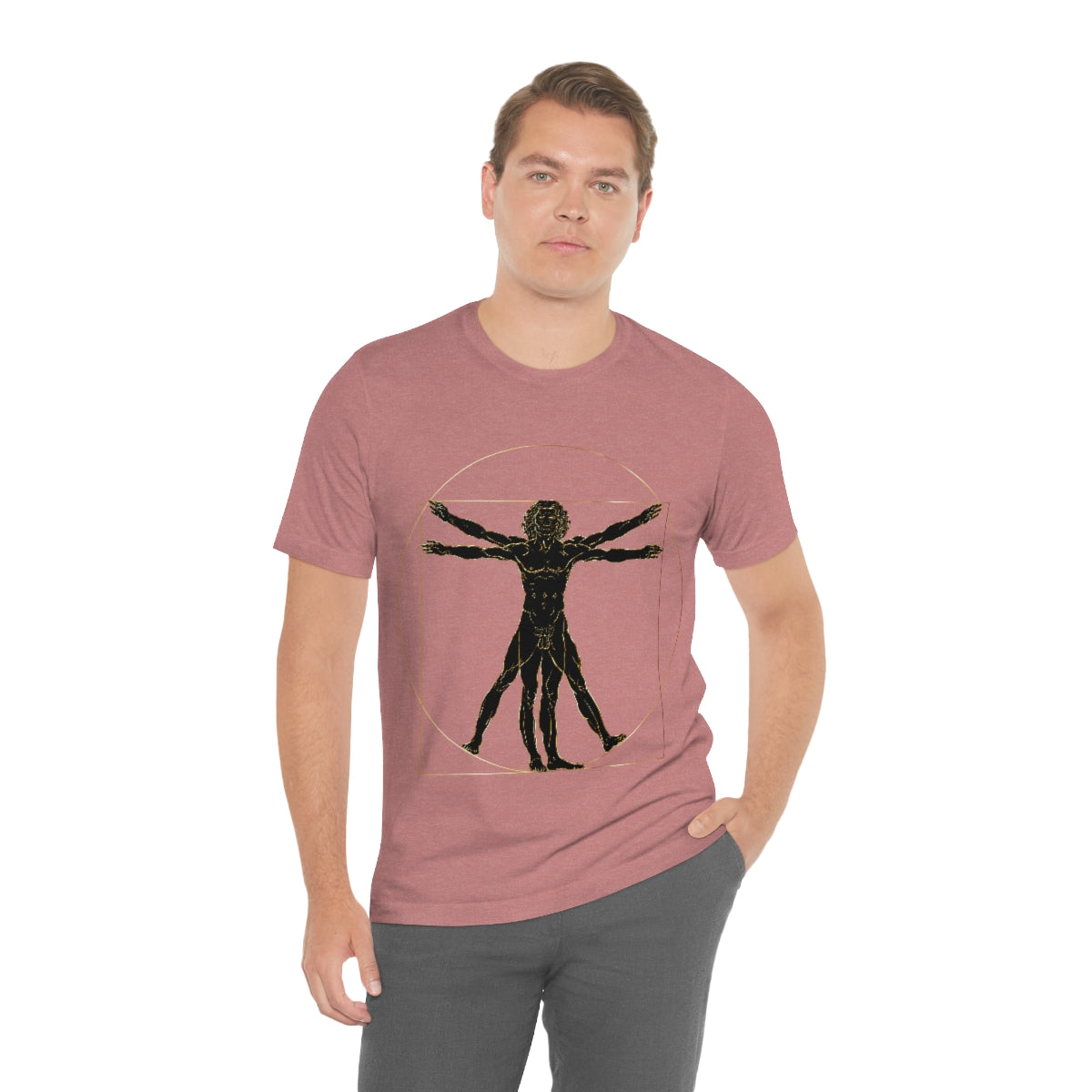 Vitruvian Man by Leonardo Da Vinci Science Lover Unisex Jersey Short Sleeve T-Shirt Ichaku [Perfect Gifts Selection]