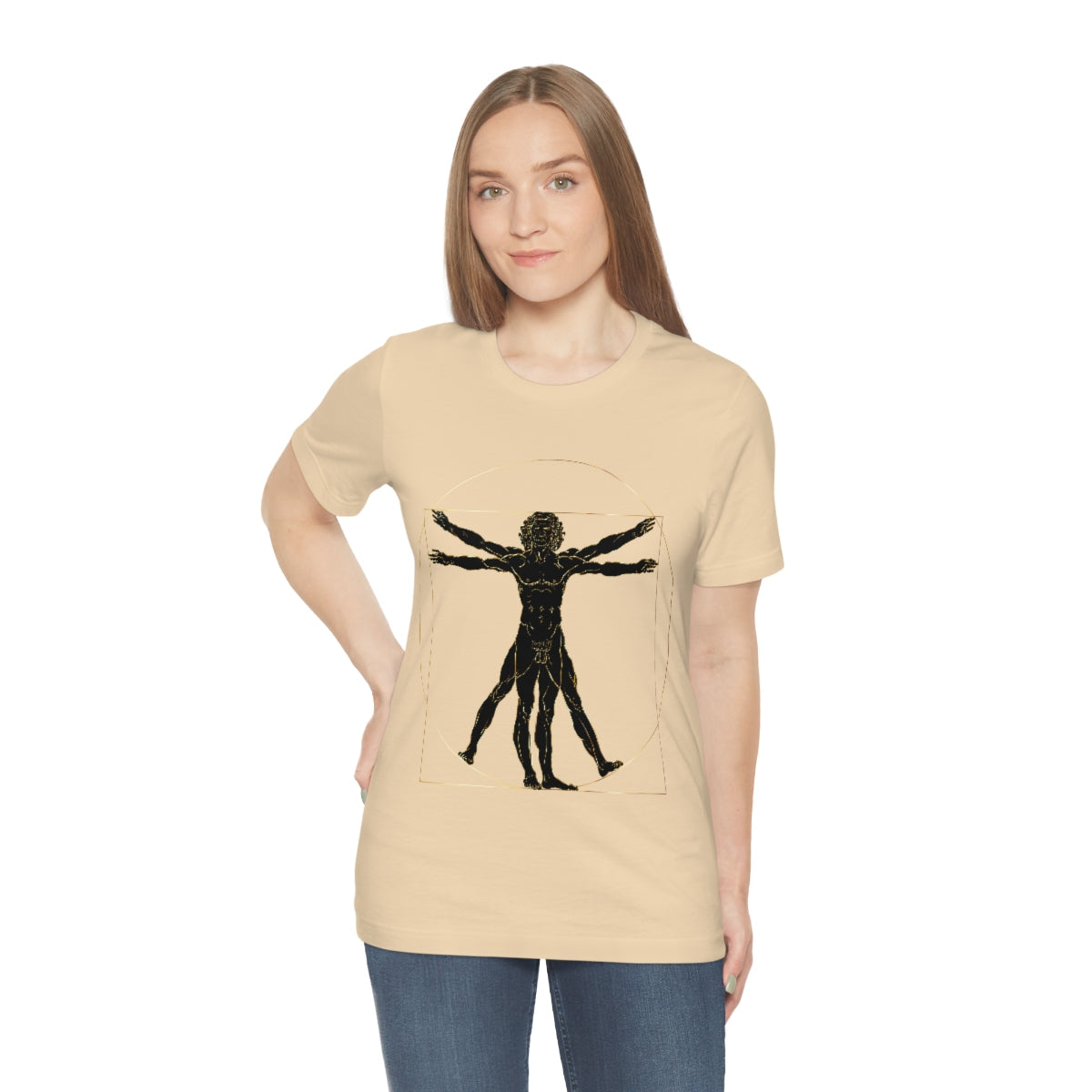 Vitruvian Man by Leonardo Da Vinci Science Lover Unisex Jersey Short Sleeve T-Shirt Ichaku [Perfect Gifts Selection]