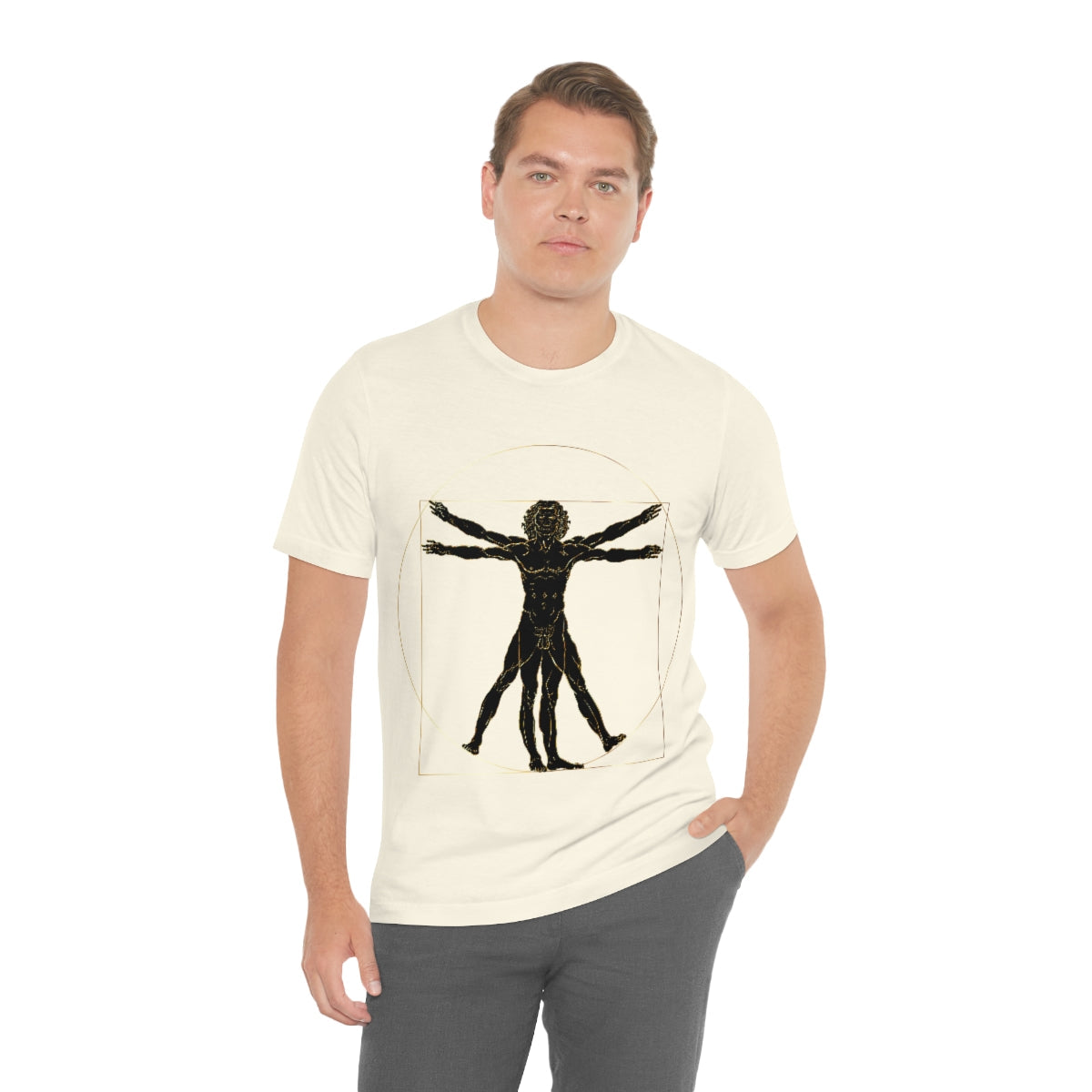 Vitruvian Man by Leonardo Da Vinci Science Lover Unisex Jersey Short Sleeve T-Shirt Ichaku [Perfect Gifts Selection]