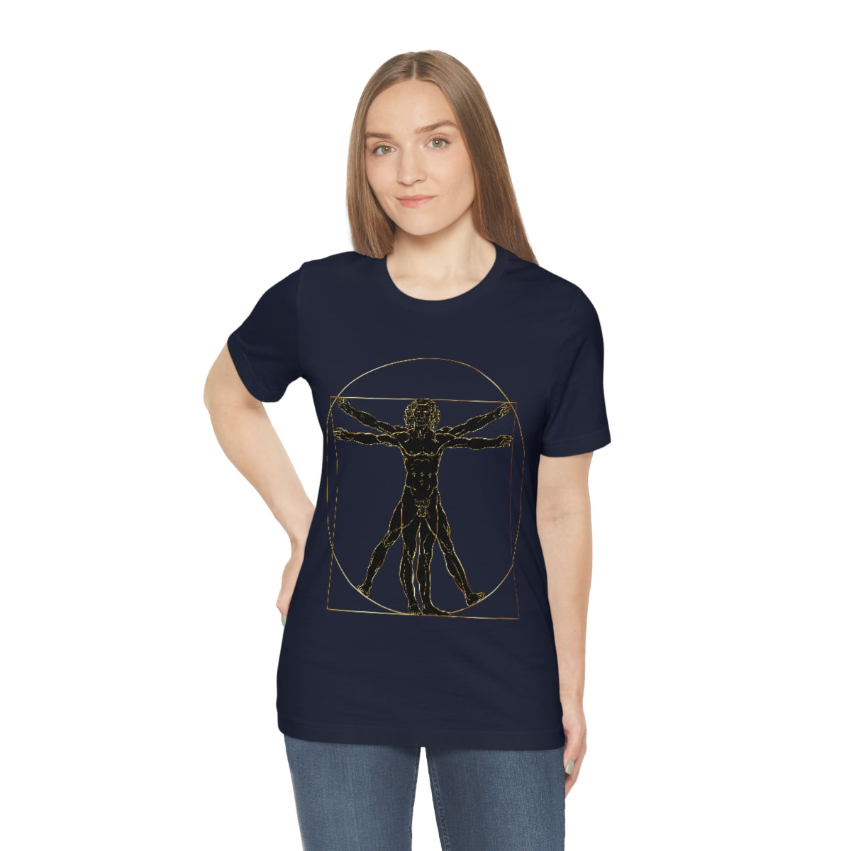 Vitruvian Man by Leonardo Da Vinci Science Lover Unisex Jersey Short Sleeve T-Shirt Ichaku [Perfect Gifts Selection]