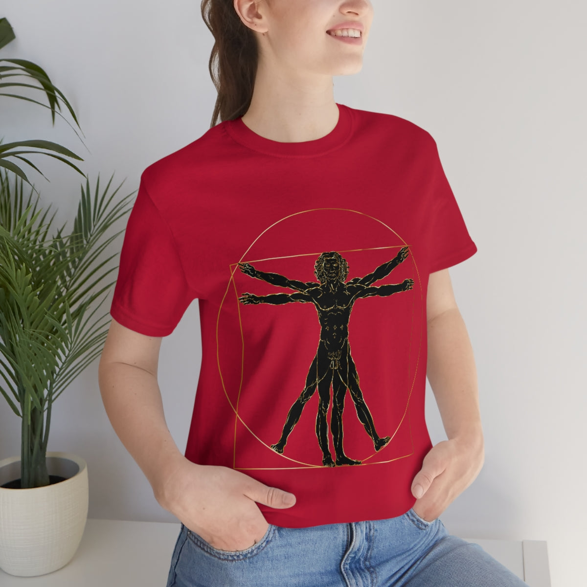 Vitruvian Man by Leonardo Da Vinci Science Lover Unisex Jersey Short Sleeve T-Shirt Ichaku [Perfect Gifts Selection]