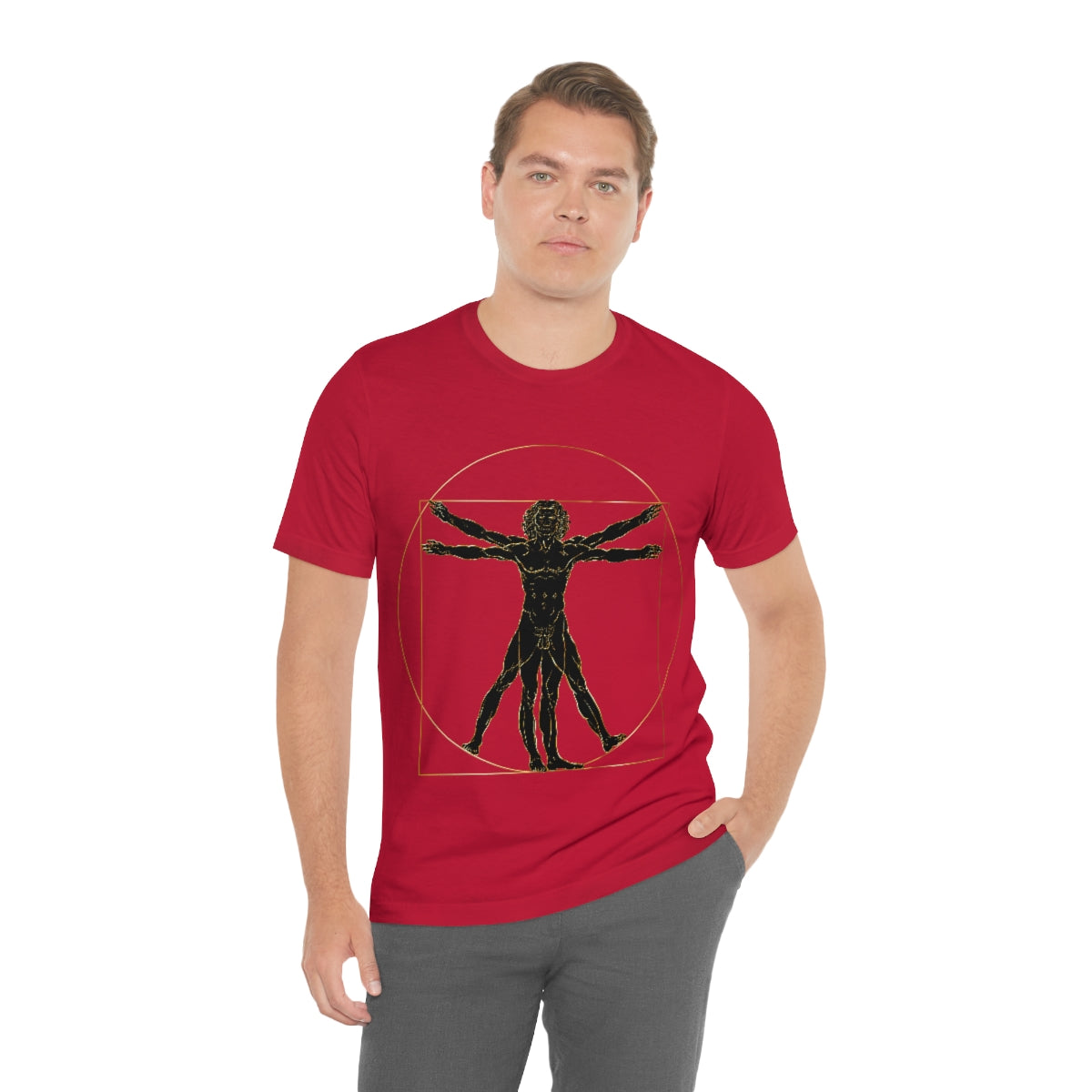 Vitruvian Man by Leonardo Da Vinci Science Lover Unisex Jersey Short Sleeve T-Shirt Ichaku [Perfect Gifts Selection]