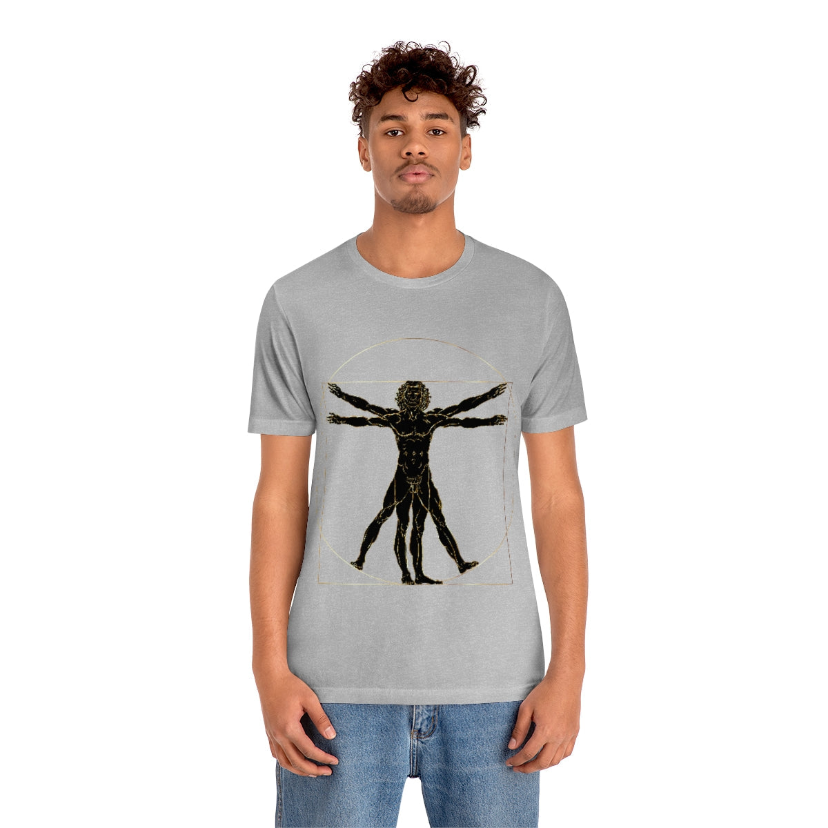 Vitruvian Man by Leonardo Da Vinci Science Lover Unisex Jersey Short Sleeve T-Shirt Ichaku [Perfect Gifts Selection]