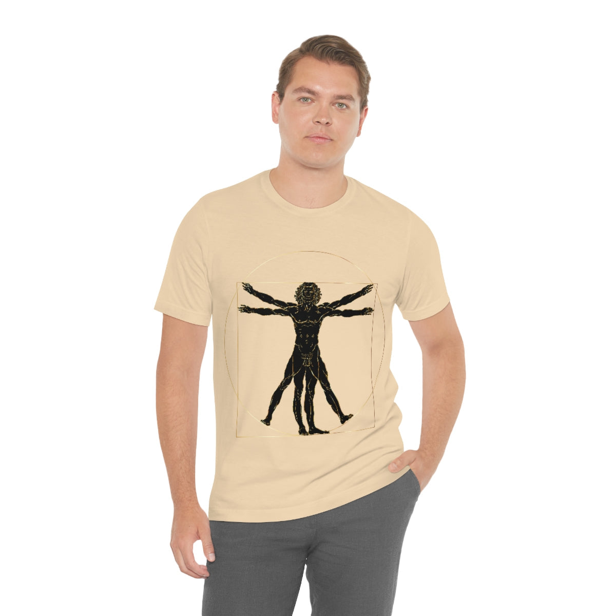 Vitruvian Man by Leonardo Da Vinci Science Lover Unisex Jersey Short Sleeve T-Shirt Ichaku [Perfect Gifts Selection]