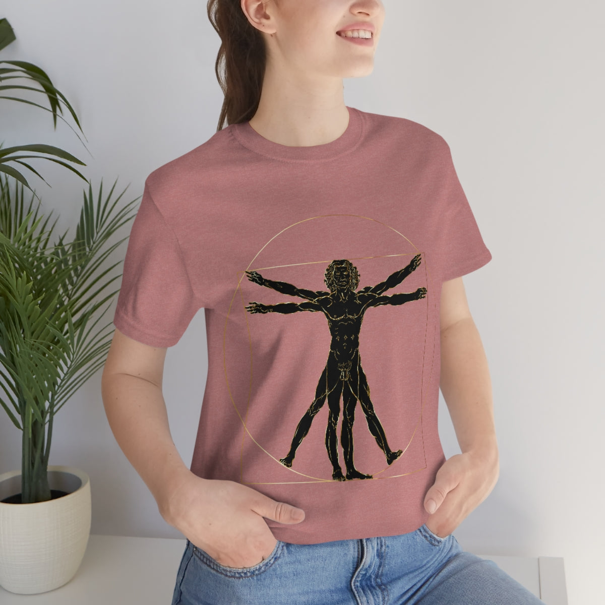 Vitruvian Man by Leonardo Da Vinci Science Lover Unisex Jersey Short Sleeve T-Shirt Ichaku [Perfect Gifts Selection]