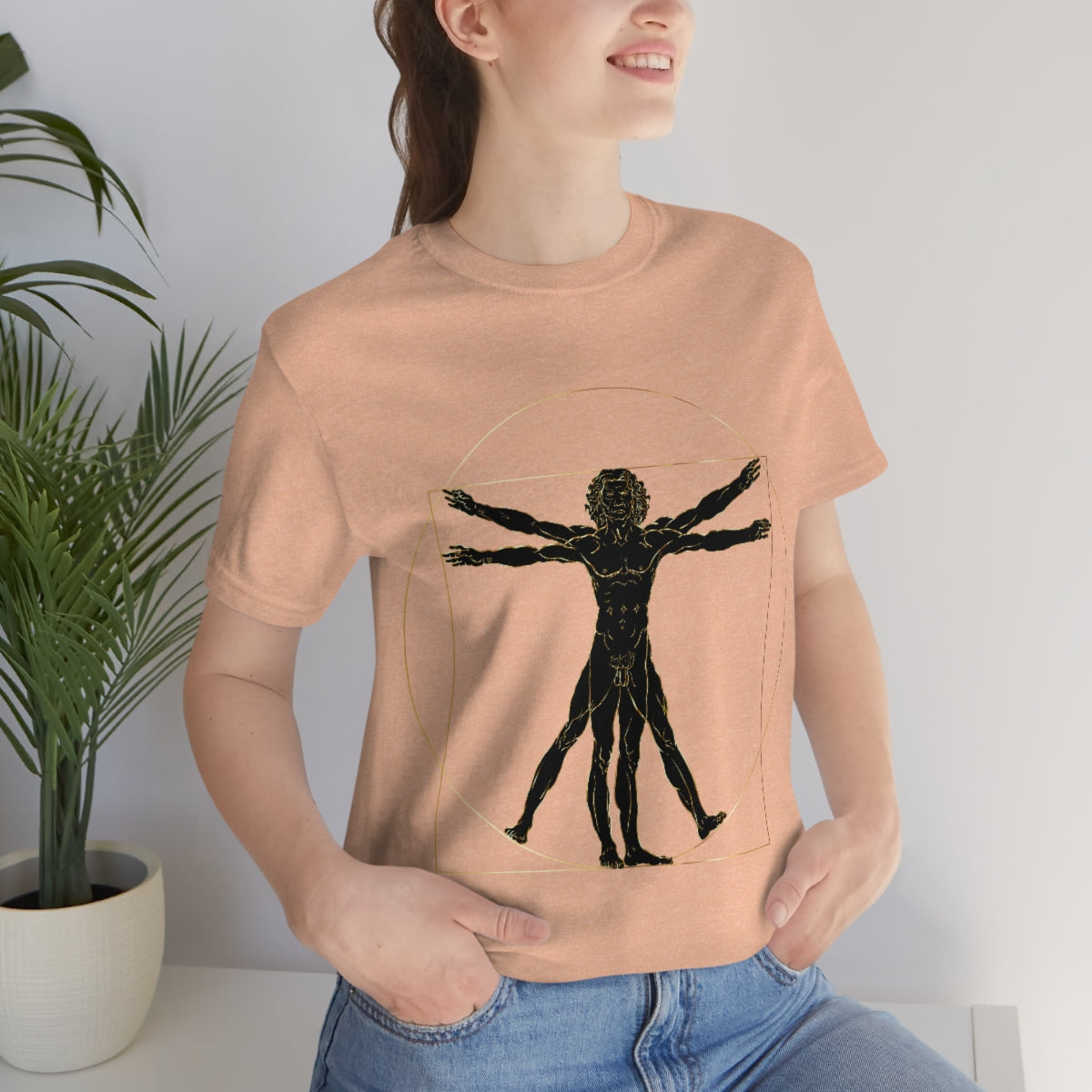 Vitruvian Man by Leonardo Da Vinci Science Lover Unisex Jersey Short Sleeve T-Shirt Ichaku [Perfect Gifts Selection]