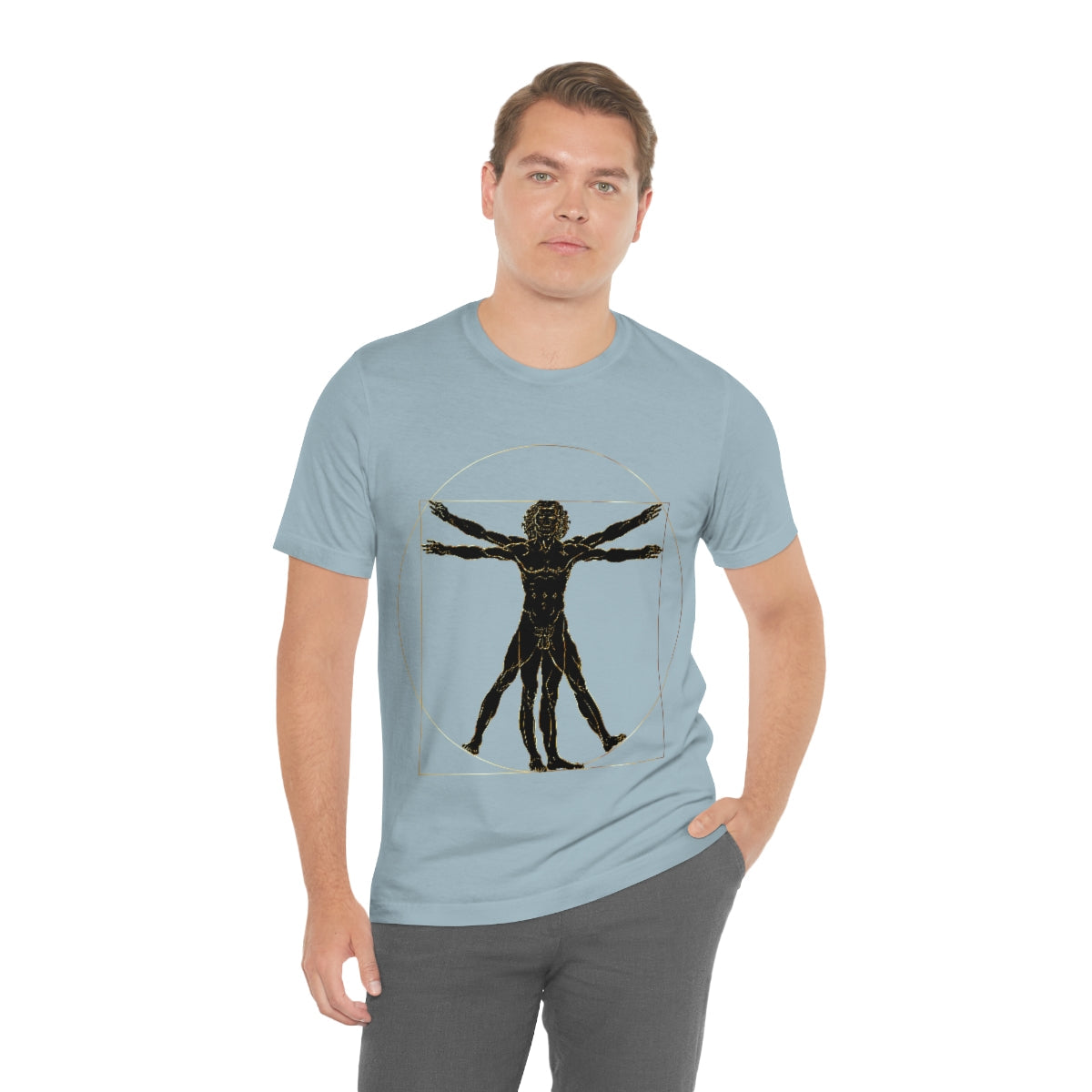 Vitruvian Man by Leonardo Da Vinci Science Lover Unisex Jersey Short Sleeve T-Shirt Ichaku [Perfect Gifts Selection]