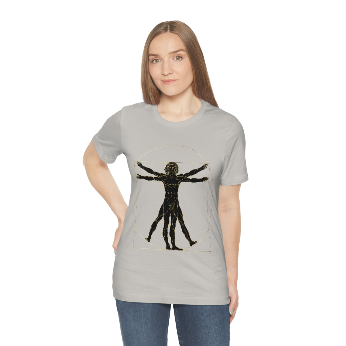 Vitruvian Man by Leonardo Da Vinci Science Lover Unisex Jersey Short Sleeve T-Shirt Ichaku [Perfect Gifts Selection]