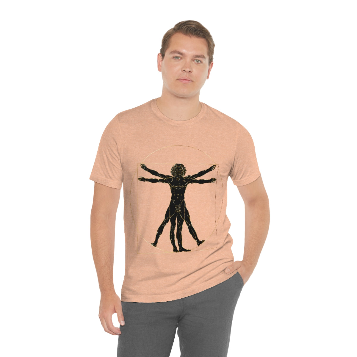 Vitruvian Man by Leonardo Da Vinci Science Lover Unisex Jersey Short Sleeve T-Shirt Ichaku [Perfect Gifts Selection]