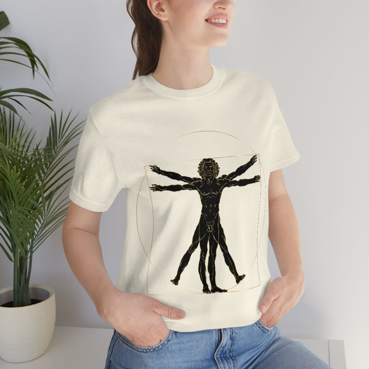 Vitruvian Man by Leonardo Da Vinci Science Lover Unisex Jersey Short Sleeve T-Shirt Ichaku [Perfect Gifts Selection]