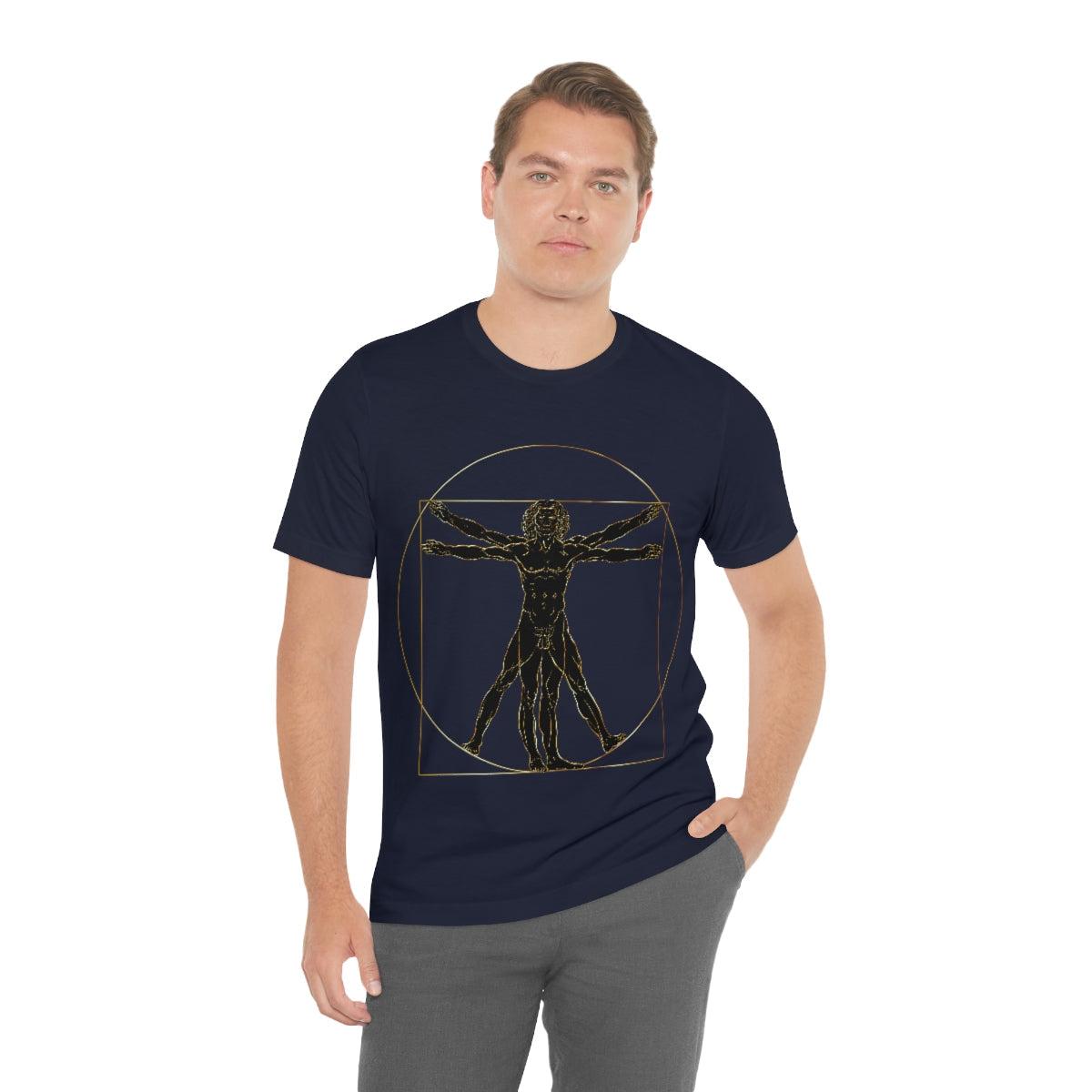 Vitruvian Man by Leonardo Da Vinci Science Lover Unisex Jersey Short Sleeve T-Shirt Ichaku [Perfect Gifts Selection]