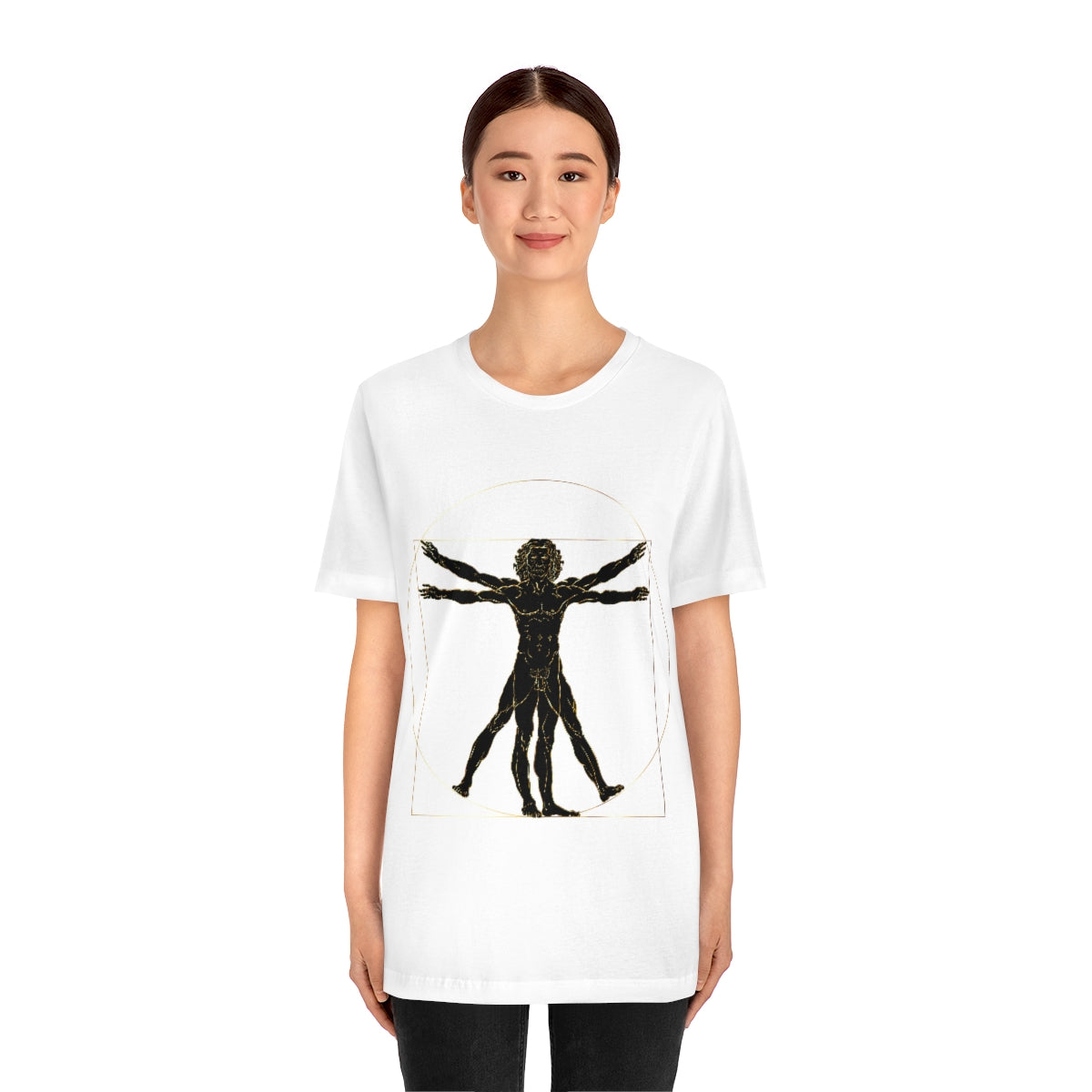 Vitruvian Man by Leonardo Da Vinci Science Lover Unisex Jersey Short Sleeve T-Shirt Ichaku [Perfect Gifts Selection]