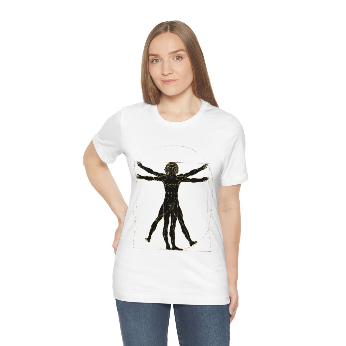 Vitruvian Man by Leonardo Da Vinci Science Lover Unisex Jersey Short Sleeve T-Shirt Ichaku [Perfect Gifts Selection]