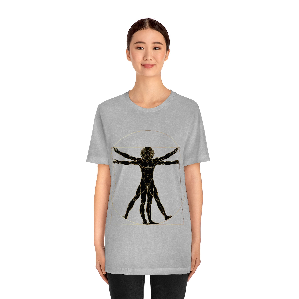 Vitruvian Man by Leonardo Da Vinci Science Lover Unisex Jersey Short Sleeve T-Shirt Ichaku [Perfect Gifts Selection]