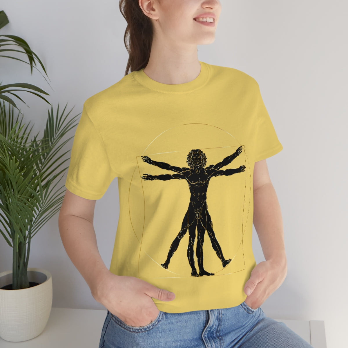 Vitruvian Man by Leonardo Da Vinci Science Lover Unisex Jersey Short Sleeve T-Shirt Ichaku [Perfect Gifts Selection]