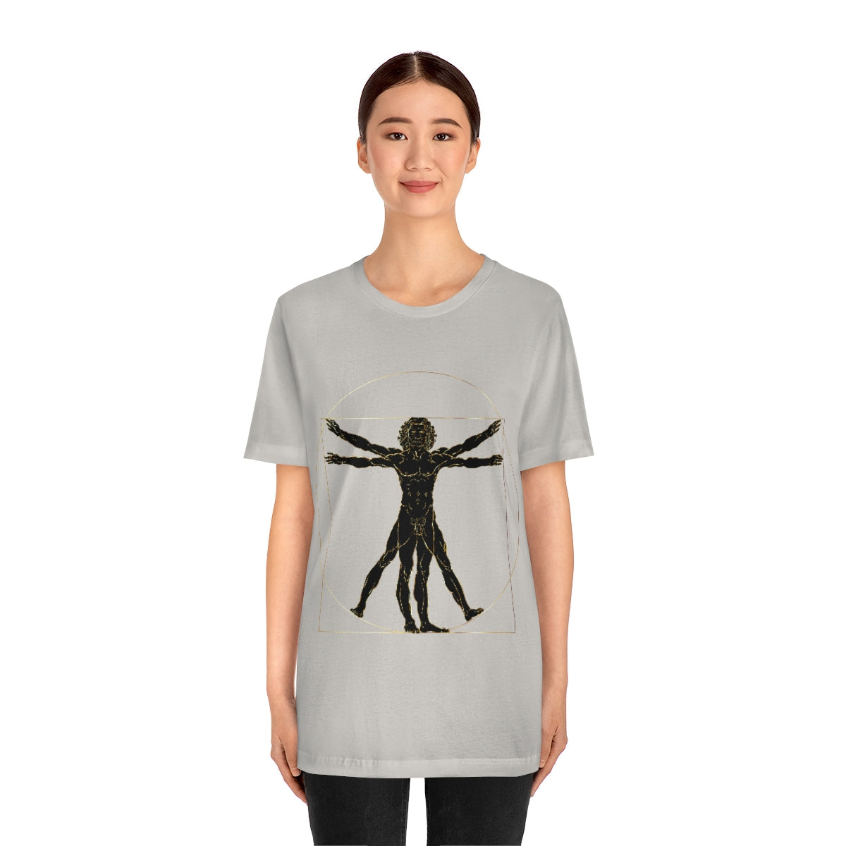 Vitruvian Man by Leonardo Da Vinci Science Lover Unisex Jersey Short Sleeve T-Shirt Ichaku [Perfect Gifts Selection]