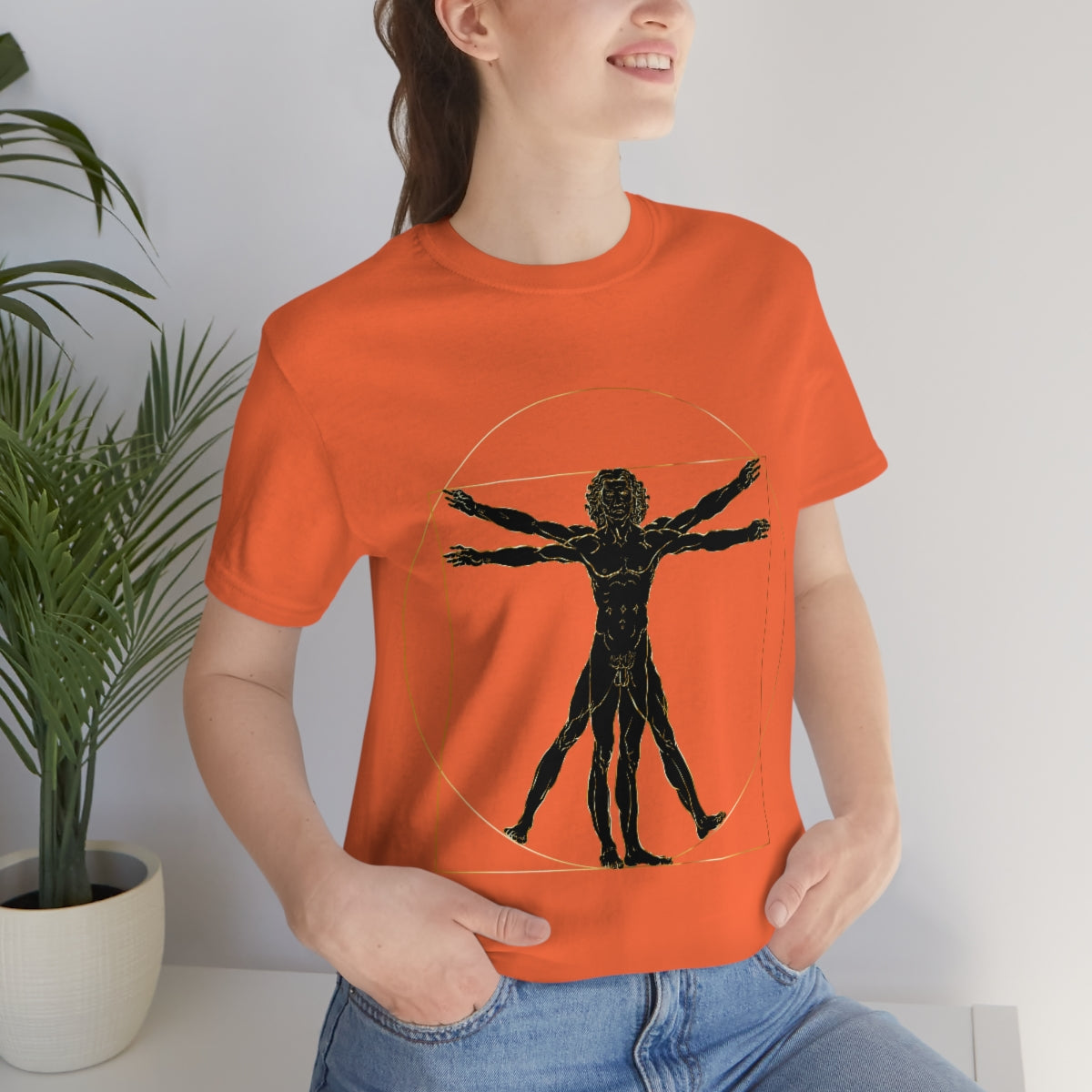 Vitruvian Man by Leonardo Da Vinci Science Lover Unisex Jersey Short Sleeve T-Shirt Ichaku [Perfect Gifts Selection]