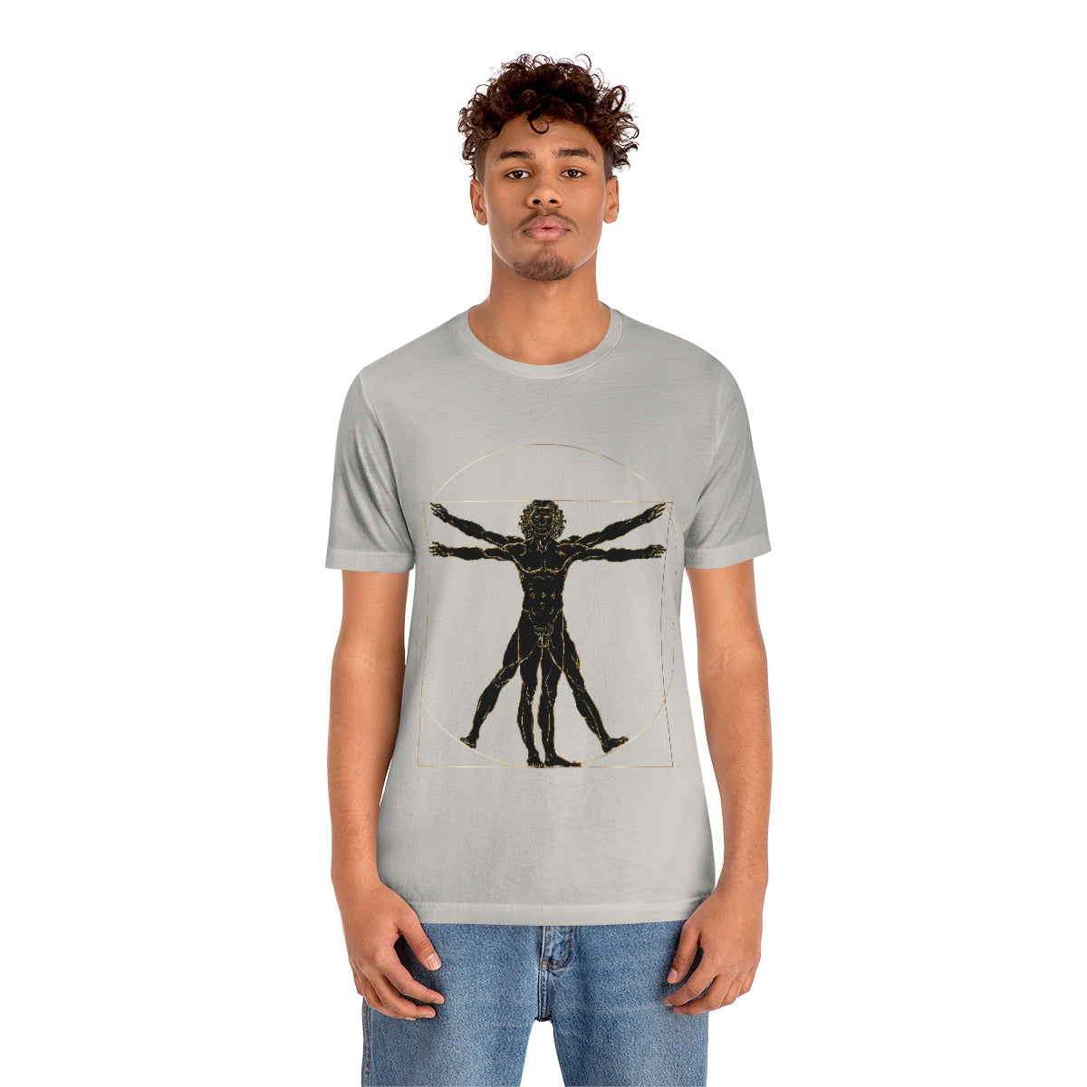 Vitruvian Man by Leonardo Da Vinci Science Lover Unisex Jersey Short Sleeve T-Shirt Ichaku [Perfect Gifts Selection]