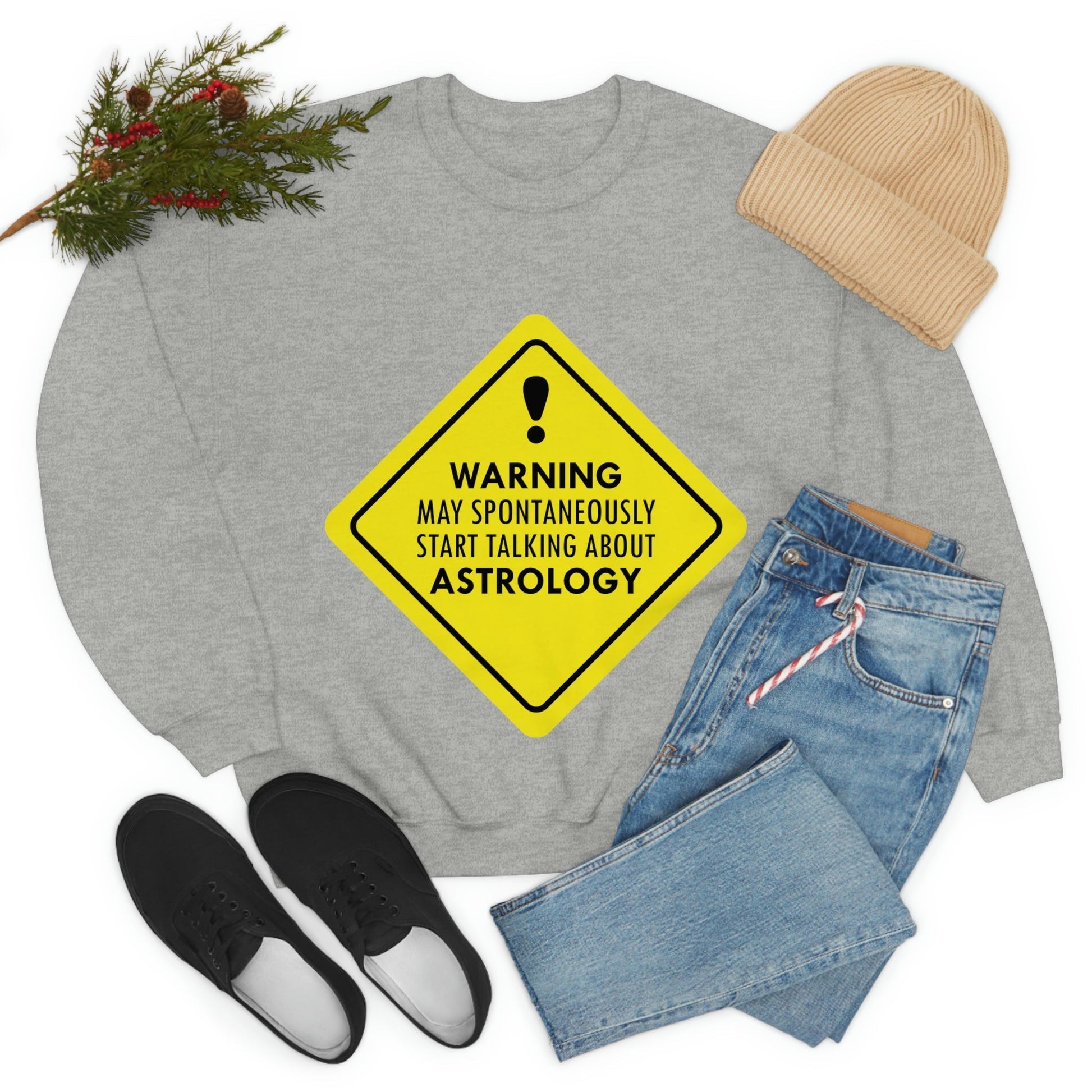 Warning May Spontaneously Start Talking About Astrology Zodiac Sign Unisex Heavy Blend™ Crewneck Sweatshirt Ichaku [Perfect Gifts Selection]