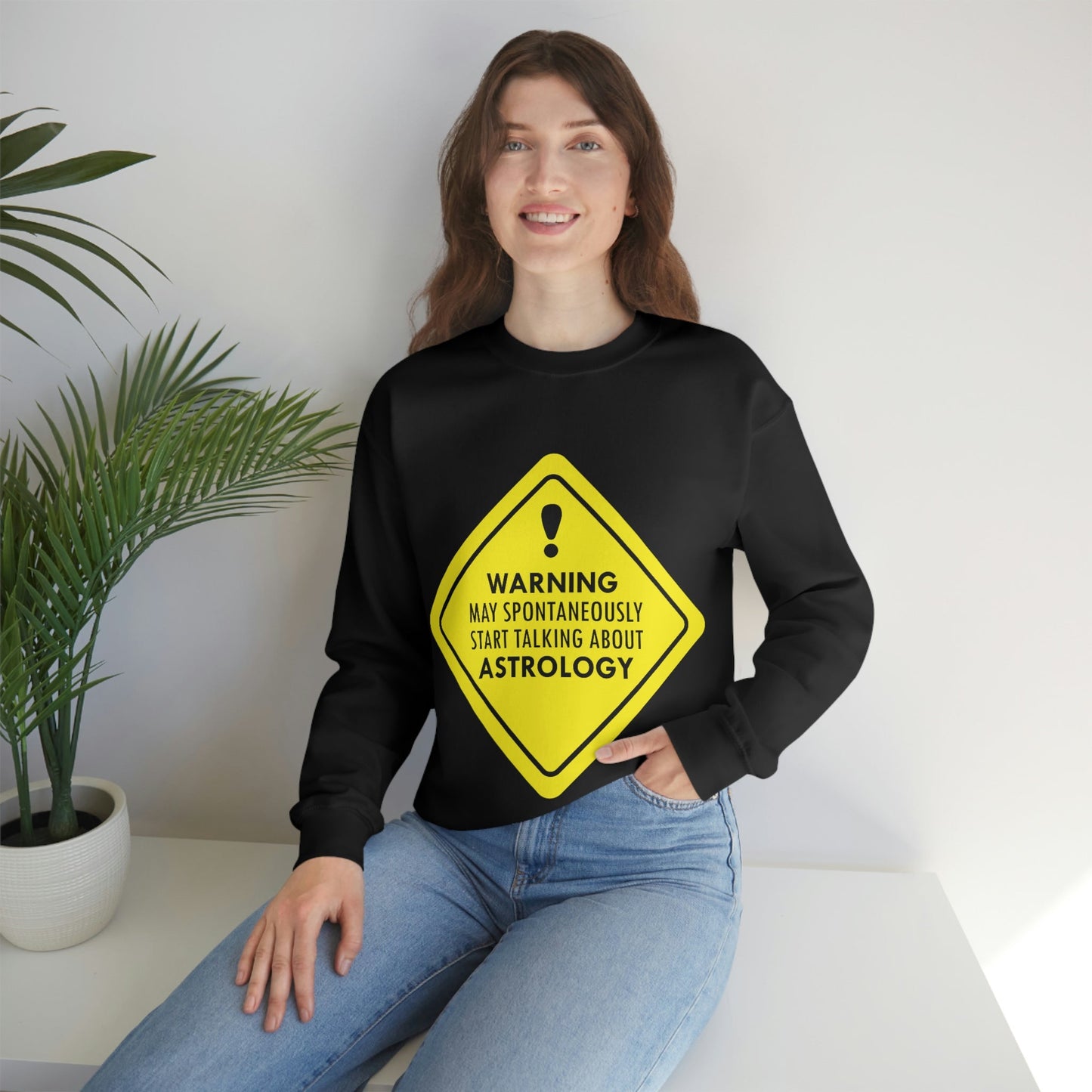 Warning May Spontaneously Start Talking About Astrology Zodiac Sign Unisex Heavy Blend™ Crewneck Sweatshirt Ichaku [Perfect Gifts Selection]